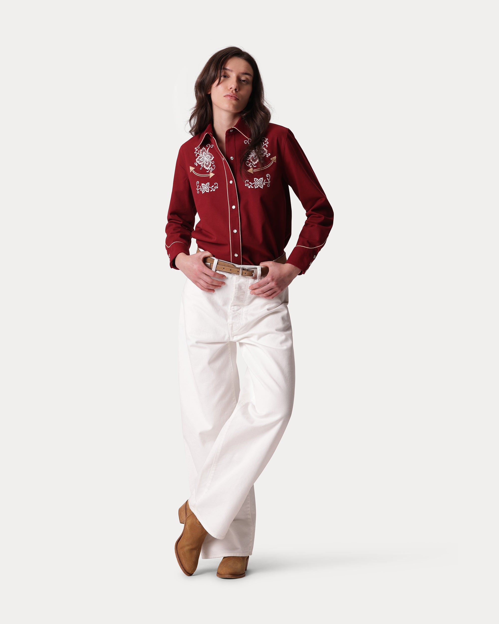Taissa Embroidered Cotton Twill Shirt