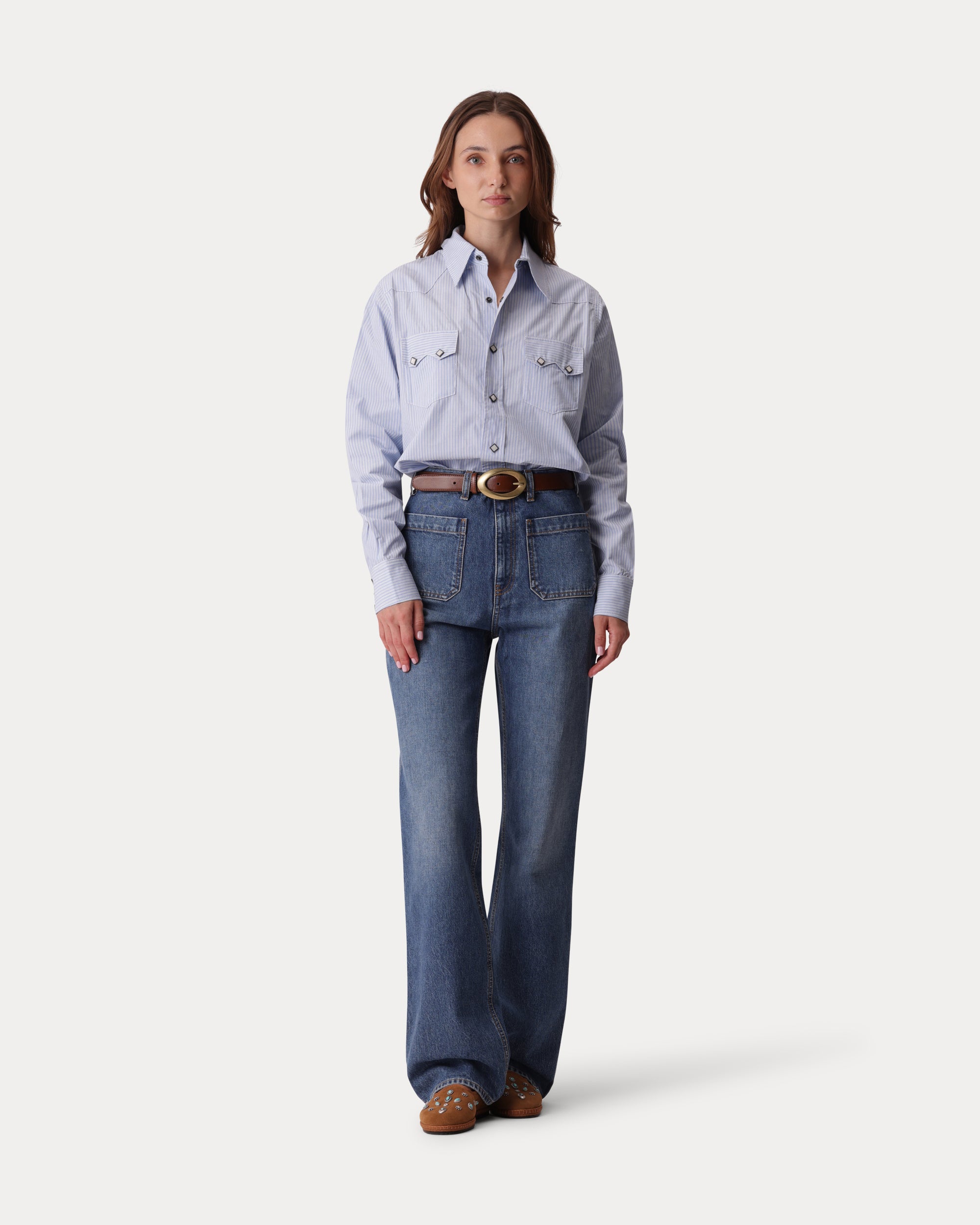 Toledo Camicia Texana In Cotone con Motivo a Righe