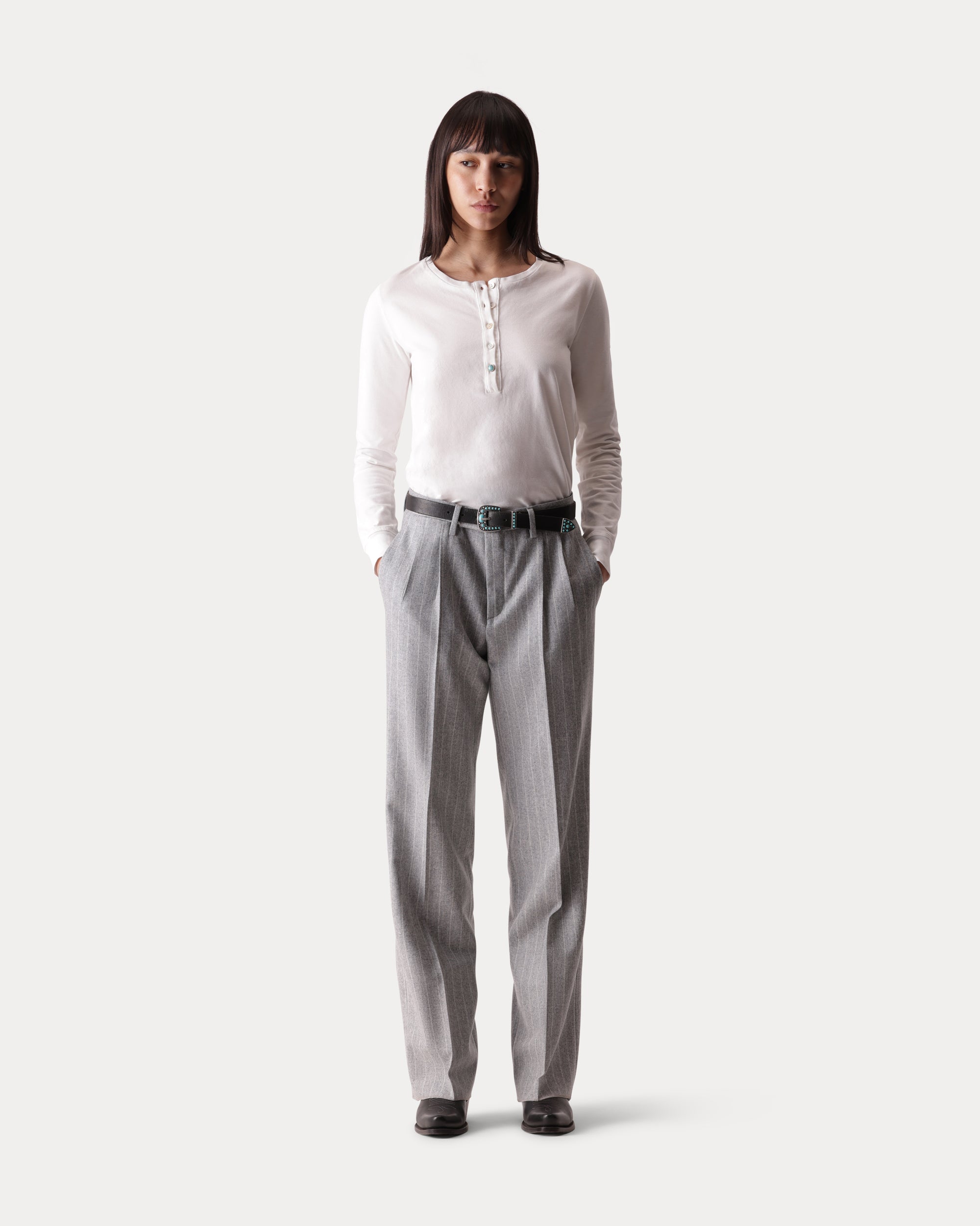 Justine Pantaloni in Fresco Lana Gessato