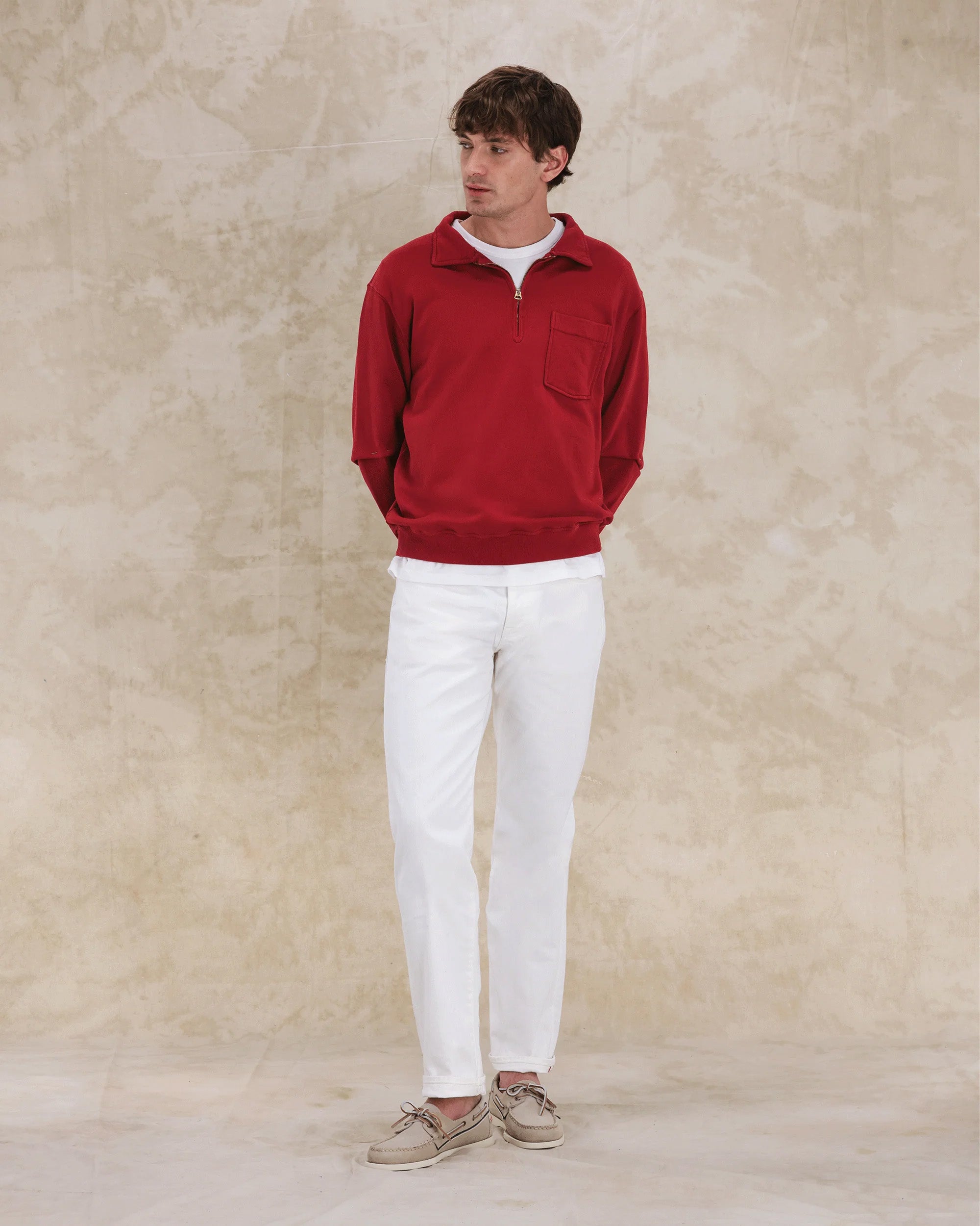 Yale Felpa In Jersey Garzato Con Colletto E Zip