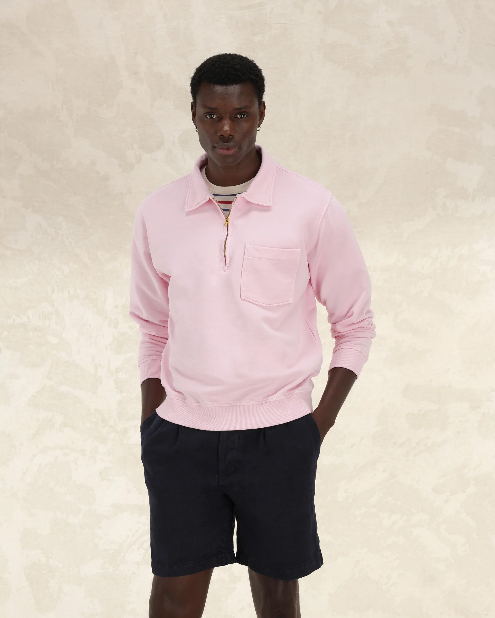 Yale Felpa In Jersey Garzato Con Colletto E Zip