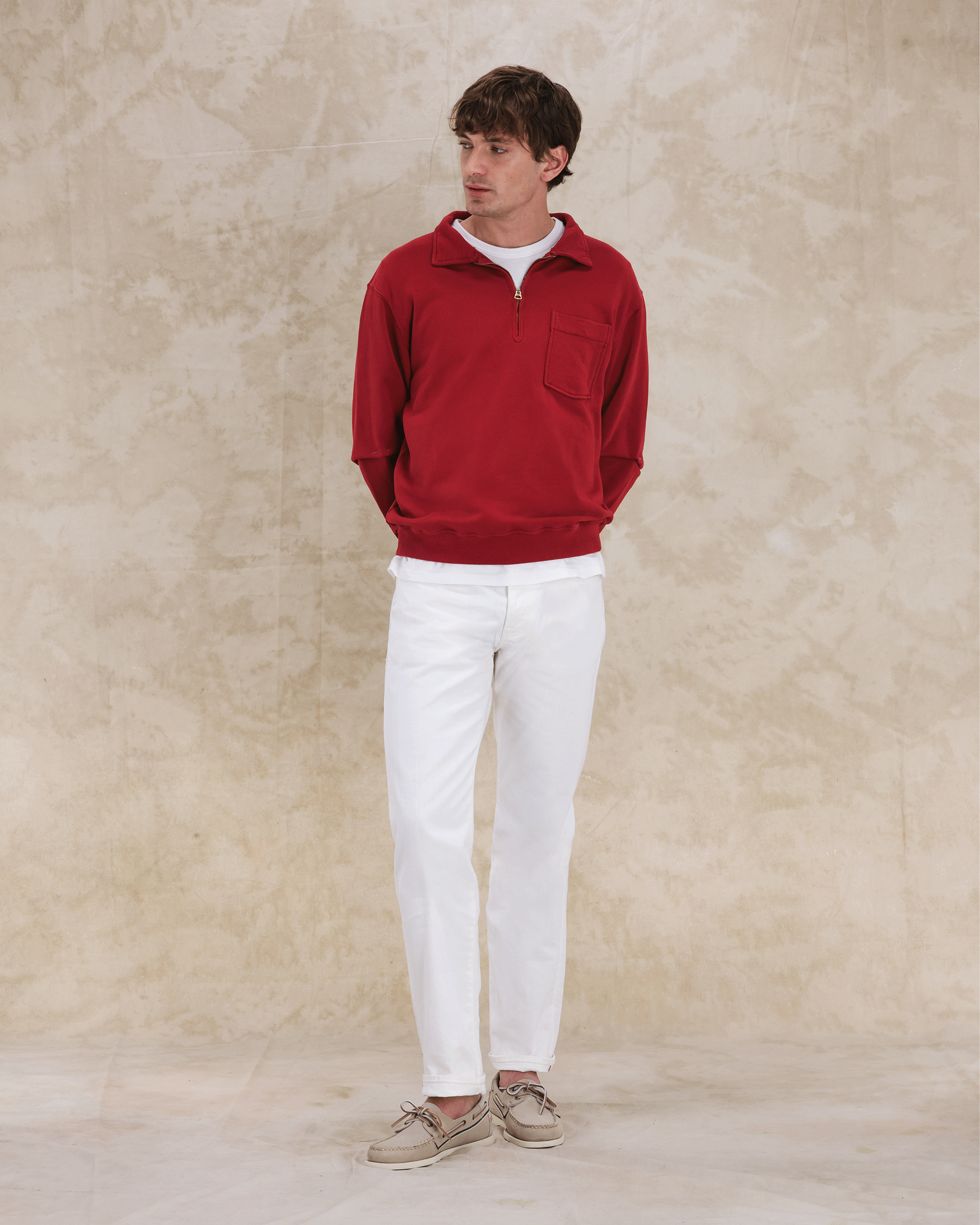 Yale Felpa In Jersey Garzato Con Colletto E Zip