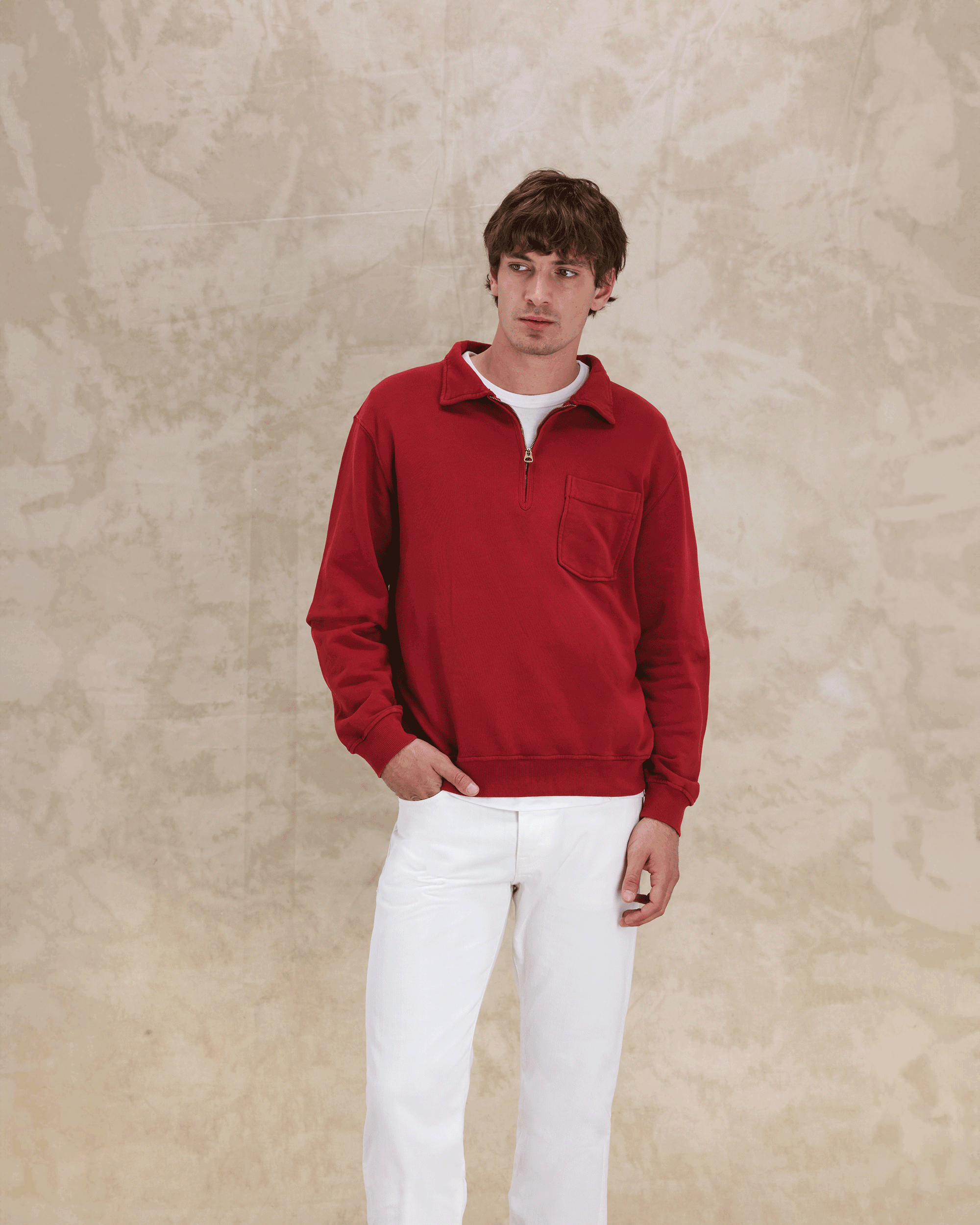 Yale Felpa In Jersey Garzato Con Colletto E Zip
