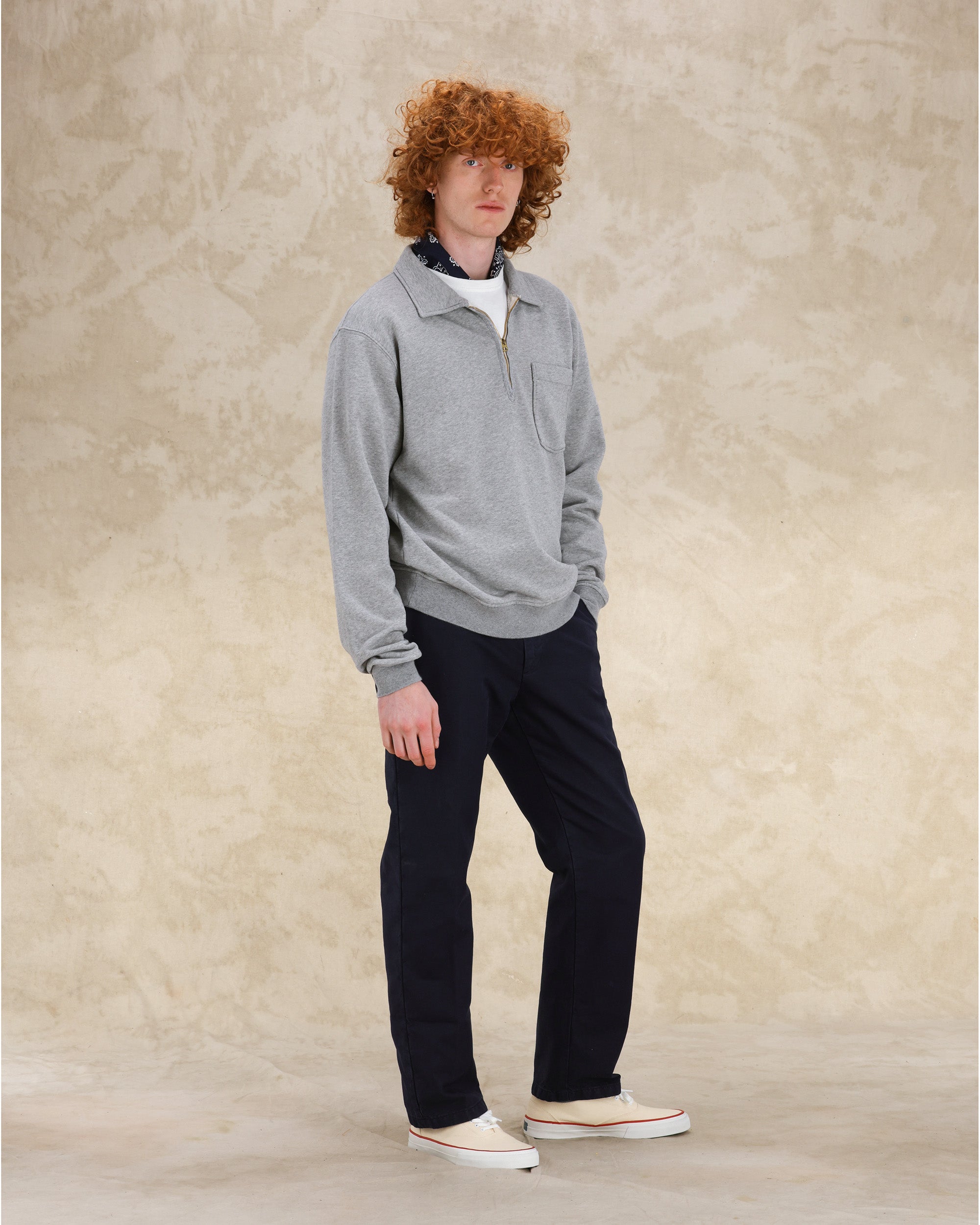 Yale Brushed Jersey Quarter Zip Collared Sweatshirt