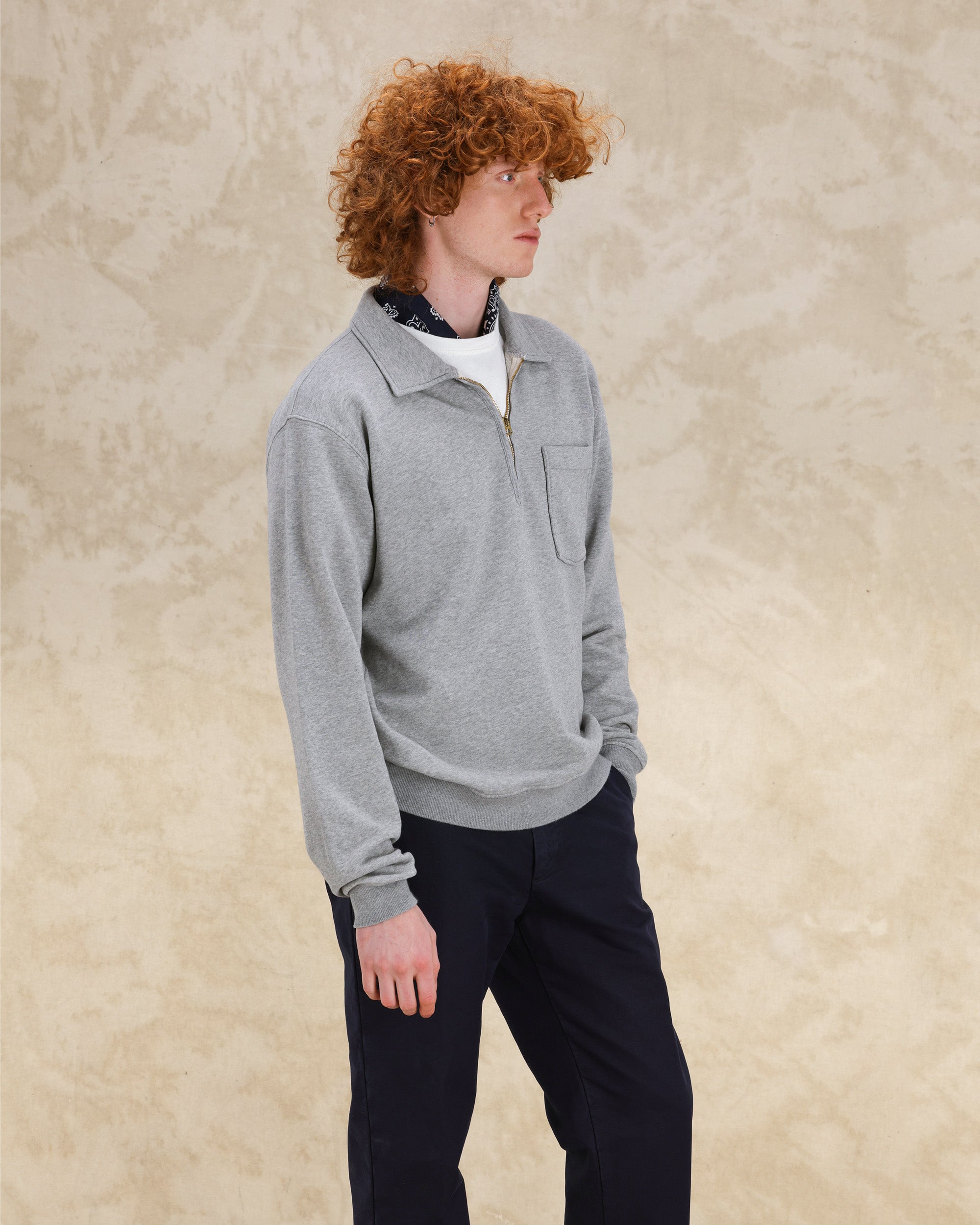 Yale Brushed Jersey Quarter Zip Collared Sweatshirt