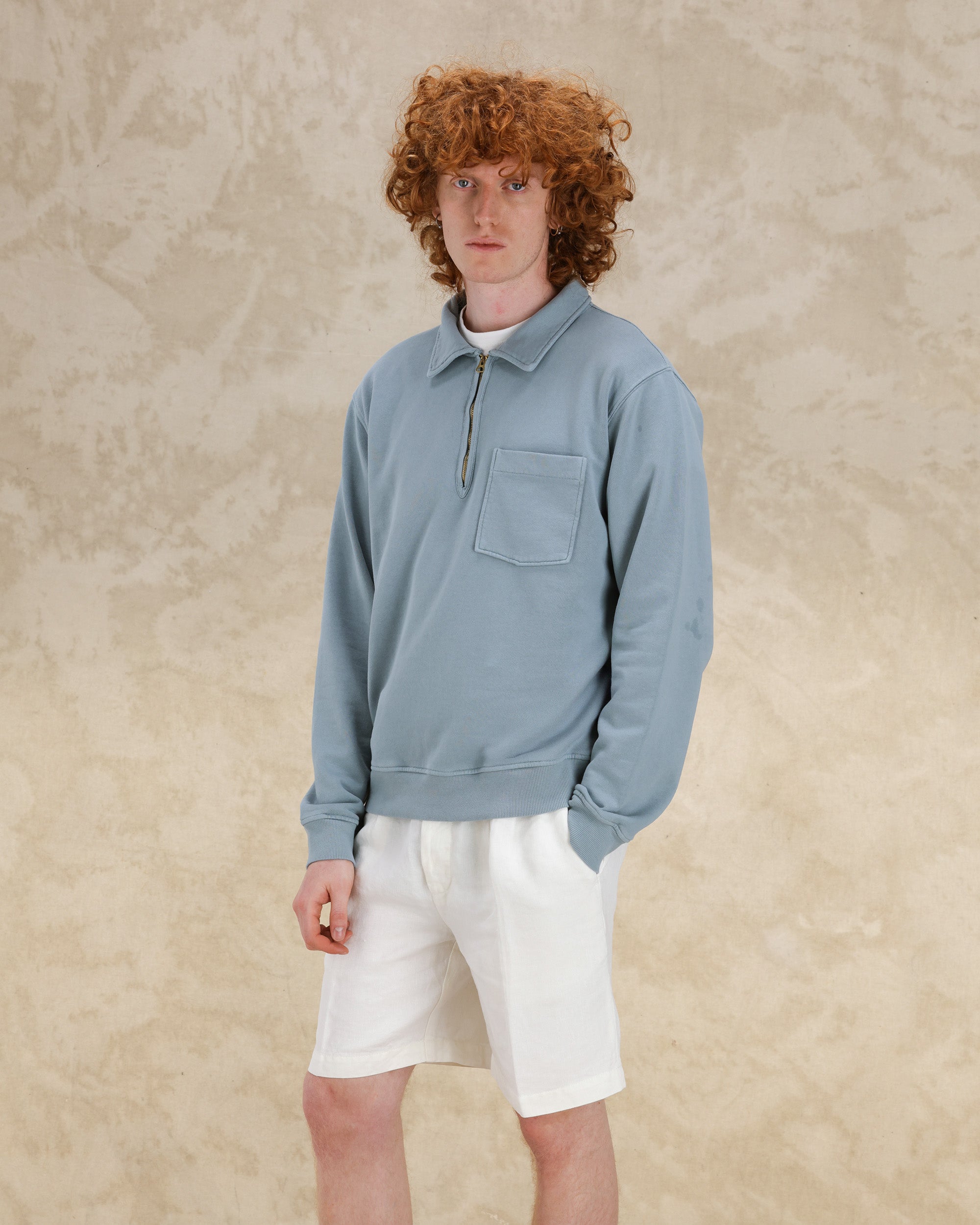 Yale Felpa In Jersey Garzato Con Colletto E Zip