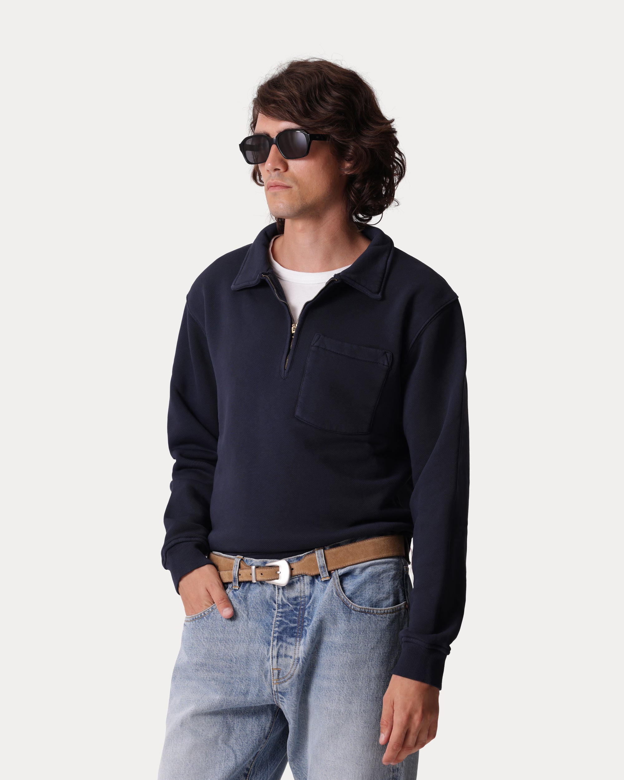 Yale Fleece Cotton Sweatshirt With Collar and Zipper
