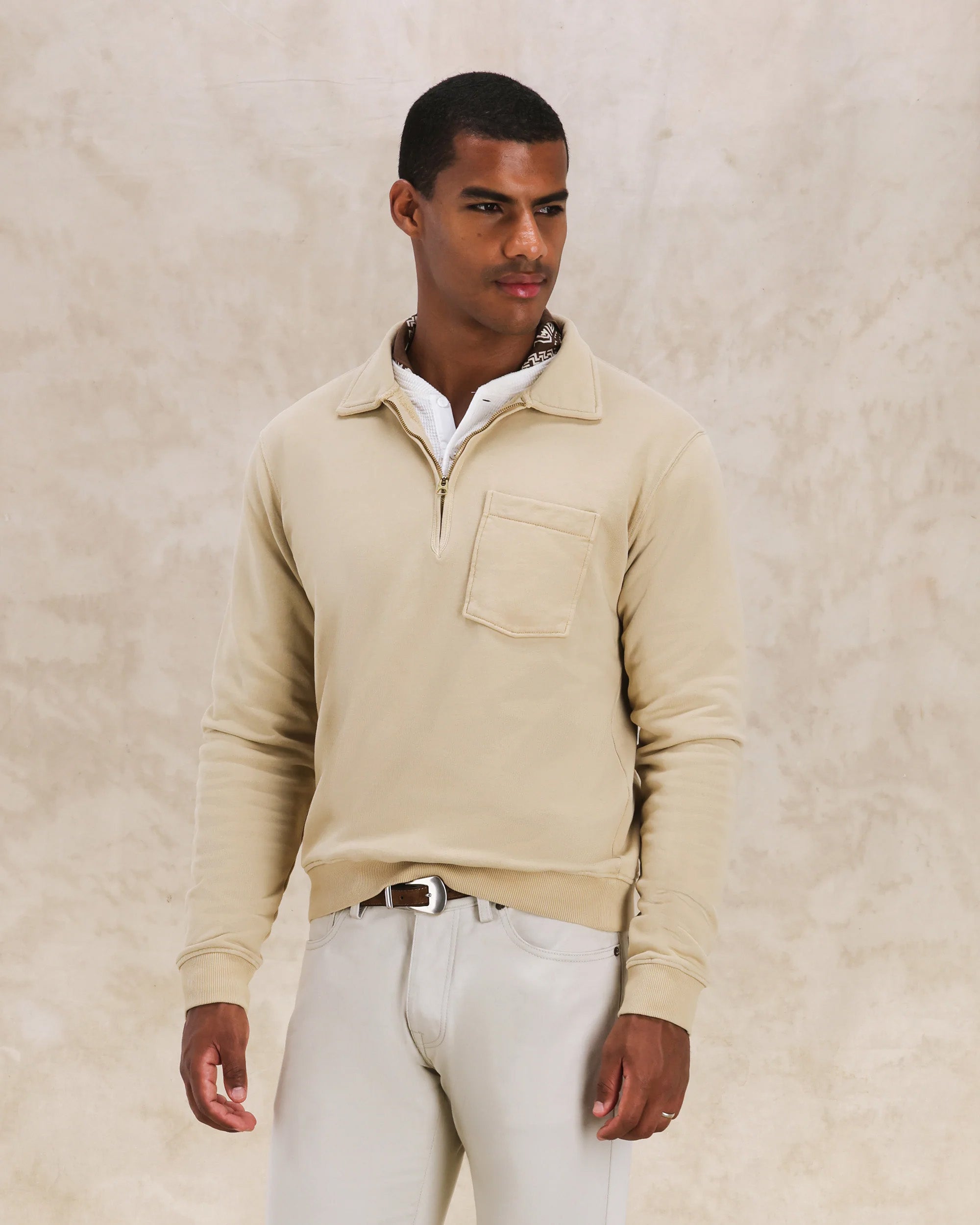 Yale Felpa In Jersey Felpato Con Colletto E Zip