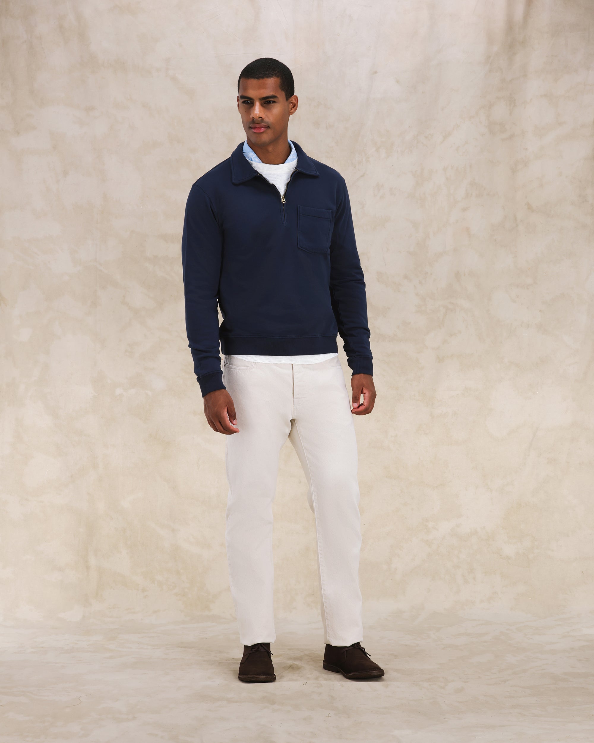 Yale Fleece Jersey Quarter Zip Collared Sweatshirt