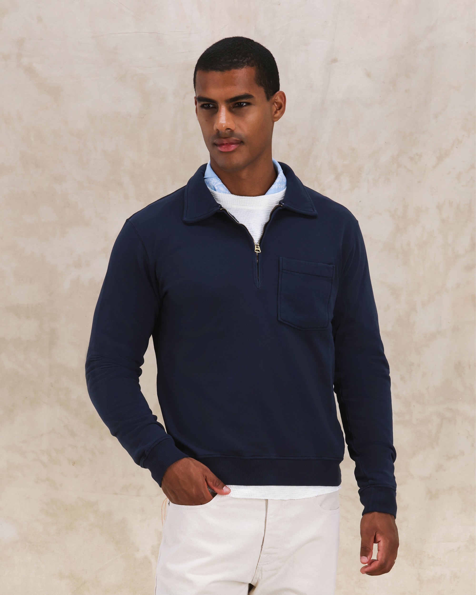 Yale Fleece Jersey Quarter Zip Collared Sweatshirt