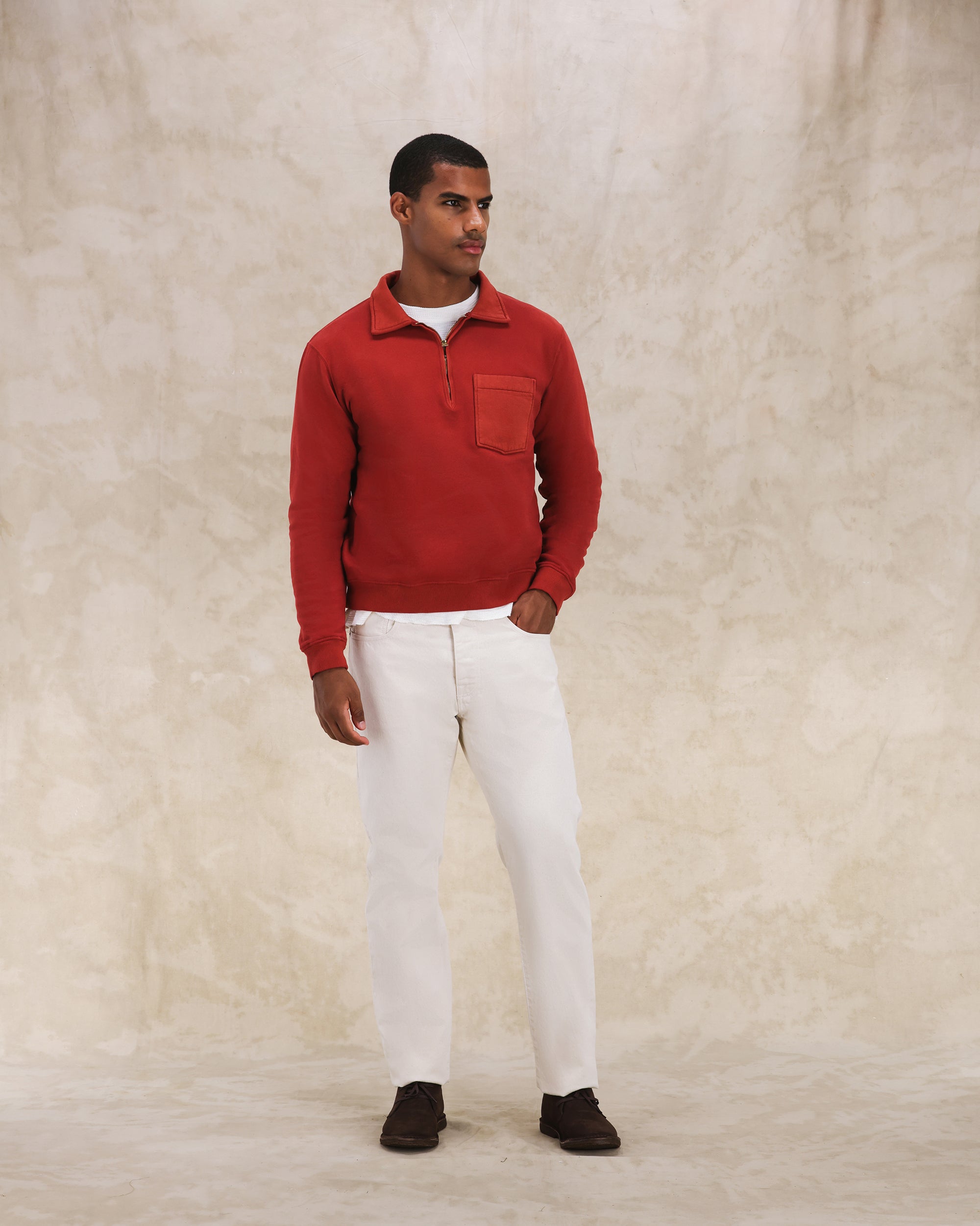 Yale Felpa In Cotone Felpato Con Colletto E Zip