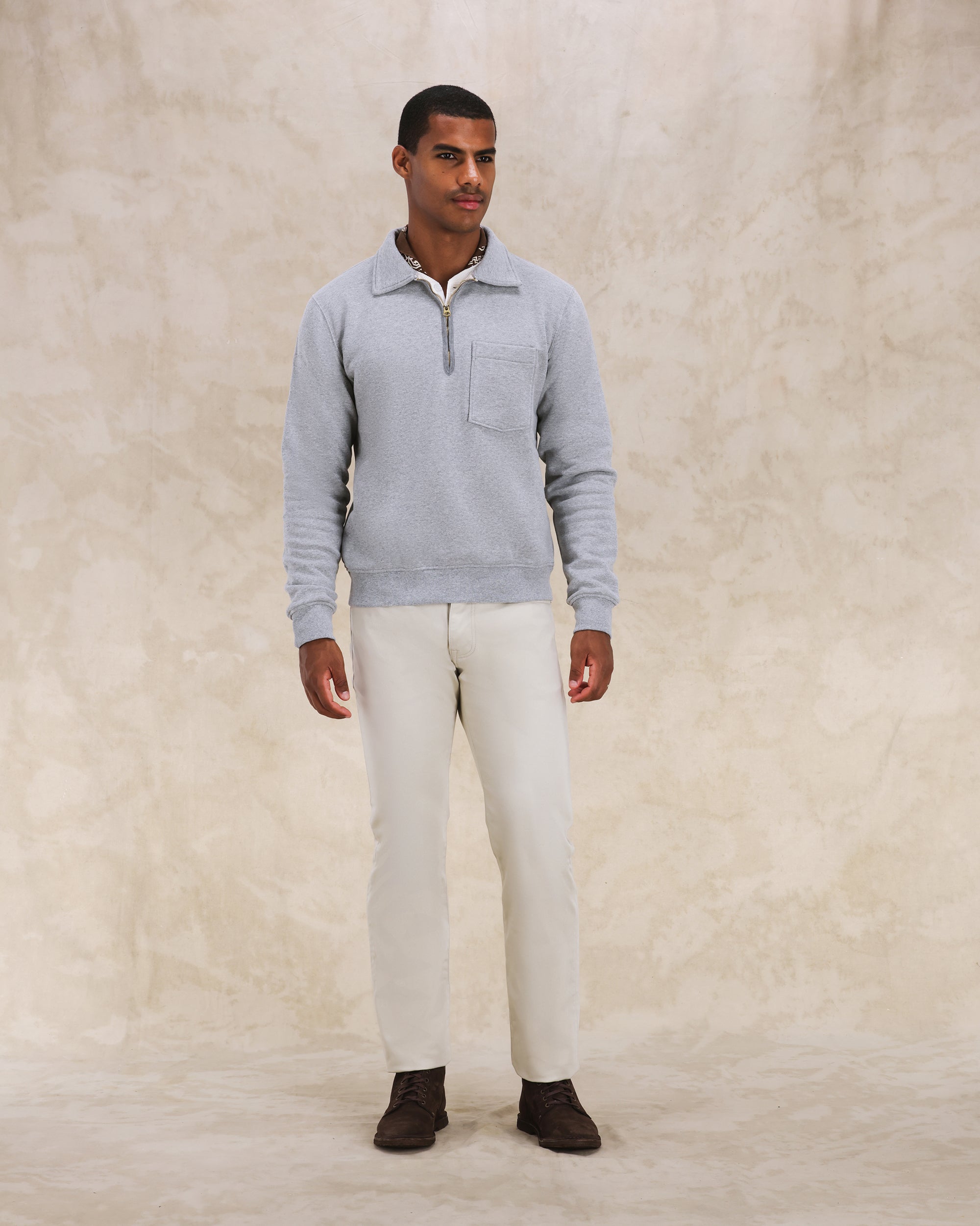 Yale Felpa In Cotone Felpato Con Colletto E Zip