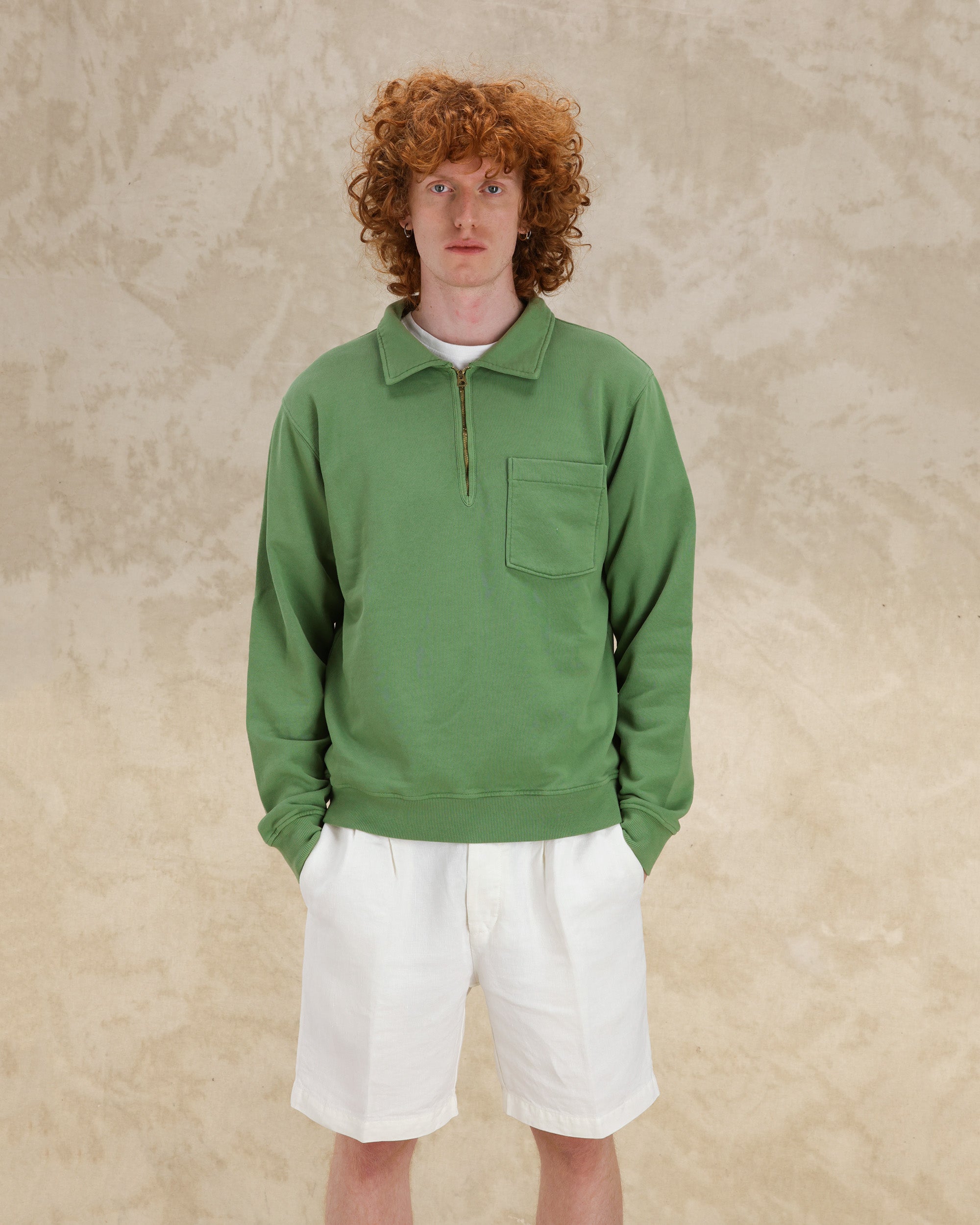 Yale Felpa In Jersey Garzato Con Colletto E Zip