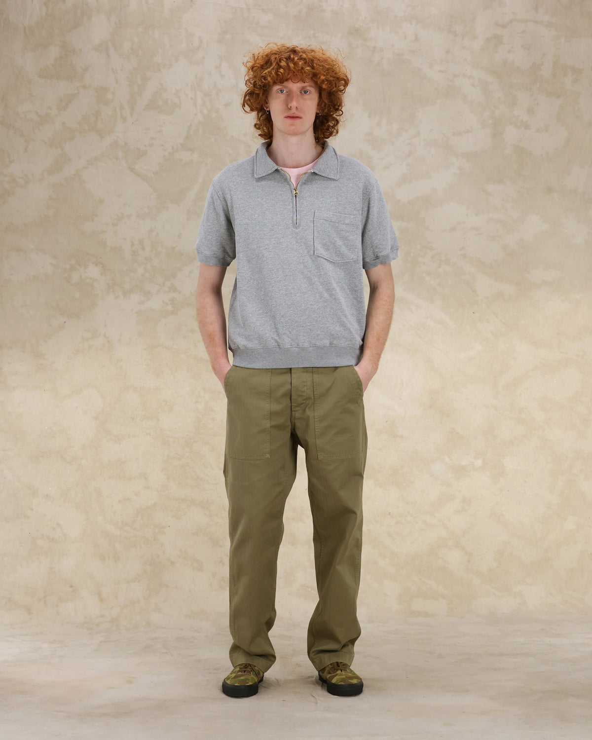 Yalepm Short Sleeve Brushed Jersey Polo With Zipper