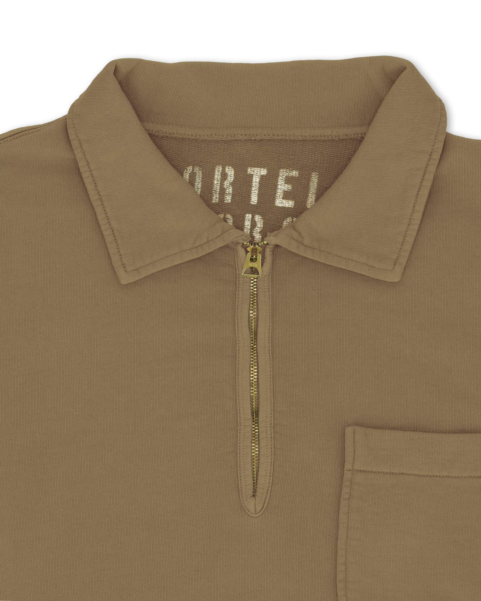 Yalepm Brushed Jersey Quarter Zip Collared Short Sleeve Sweatshirt