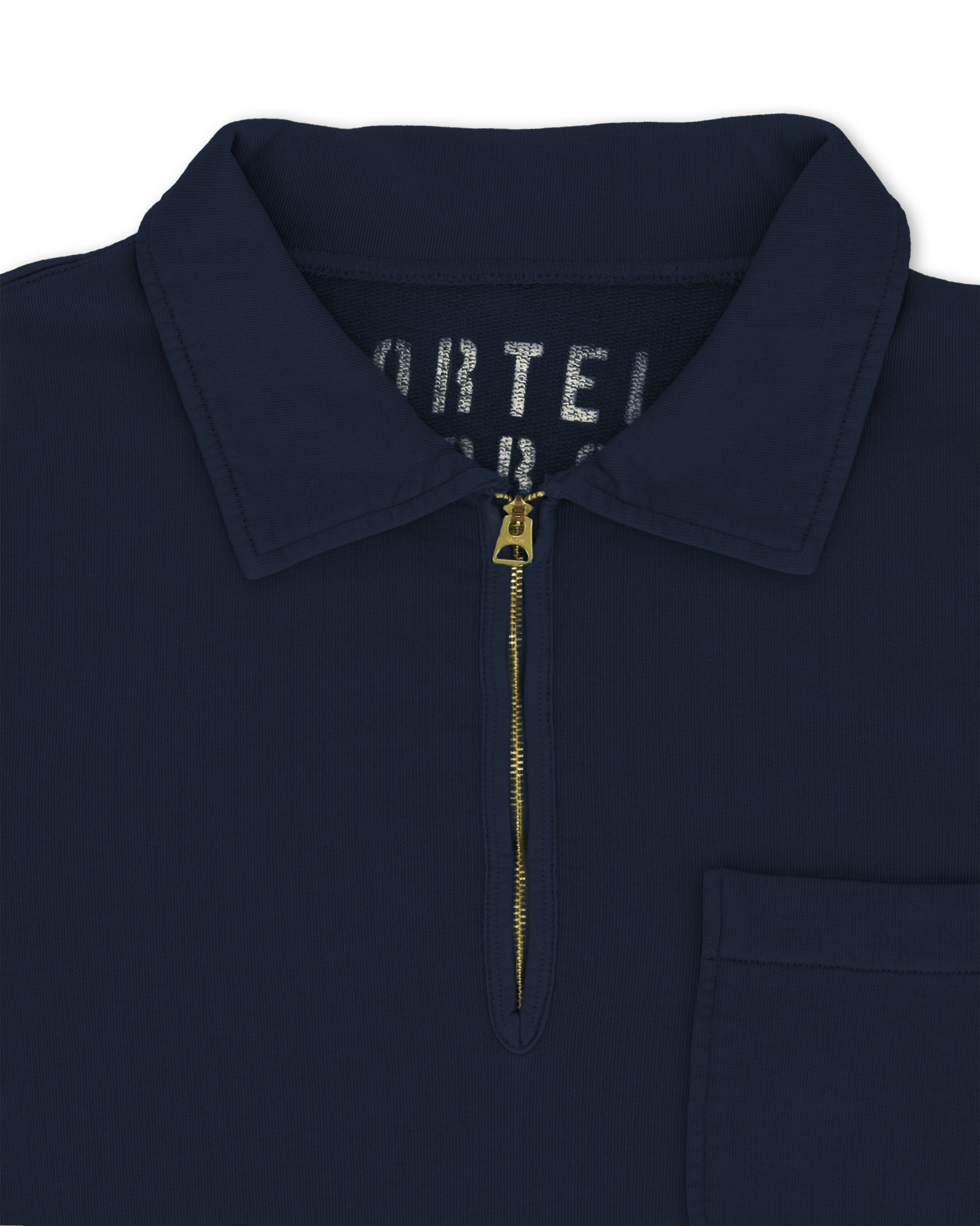 Yalepm Brushed Jersey Quarter Zip Collared Short Sleeve Sweatshirt