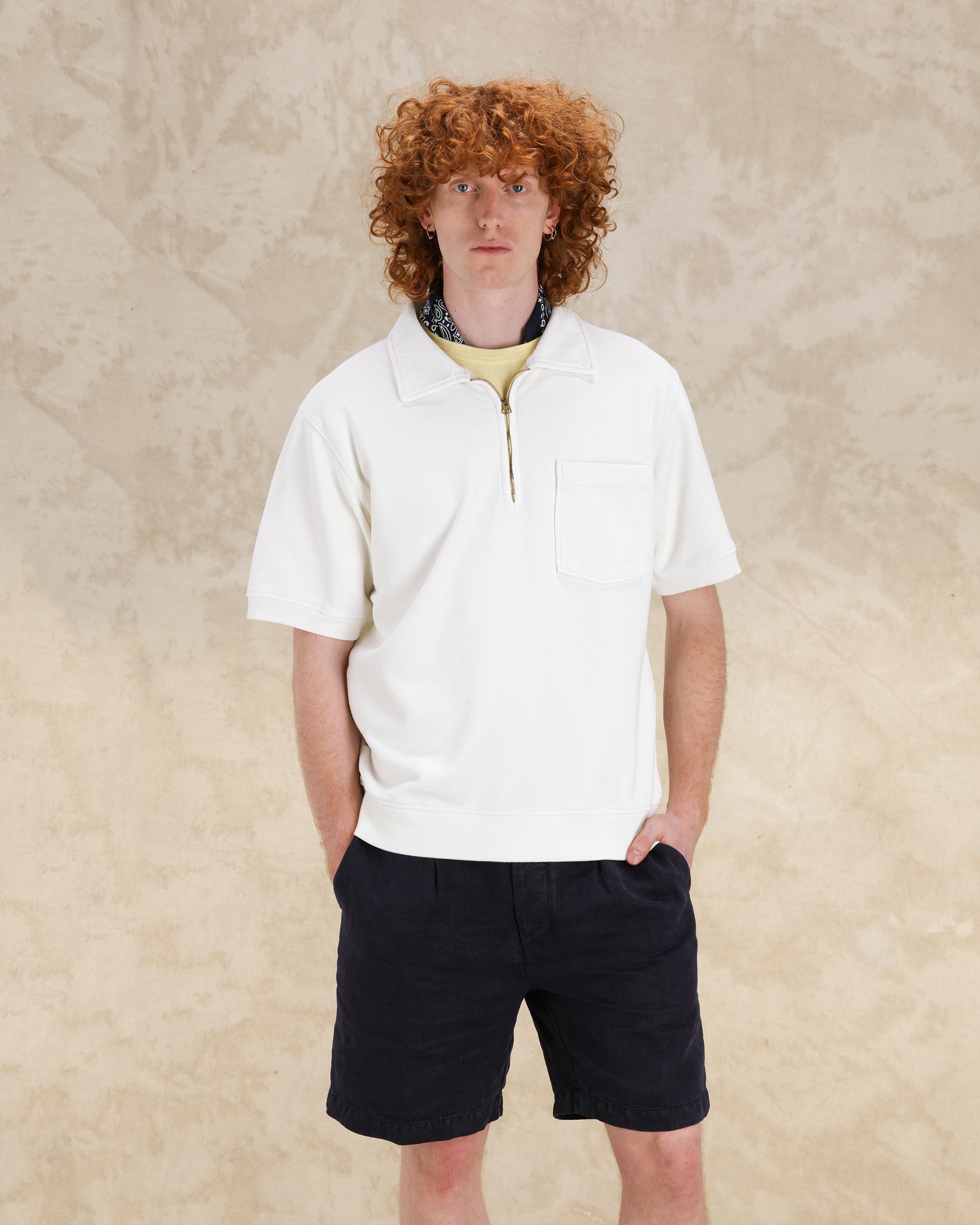 Yalepm Polo In Jersey Garzato Con Zip a Maniche Corte