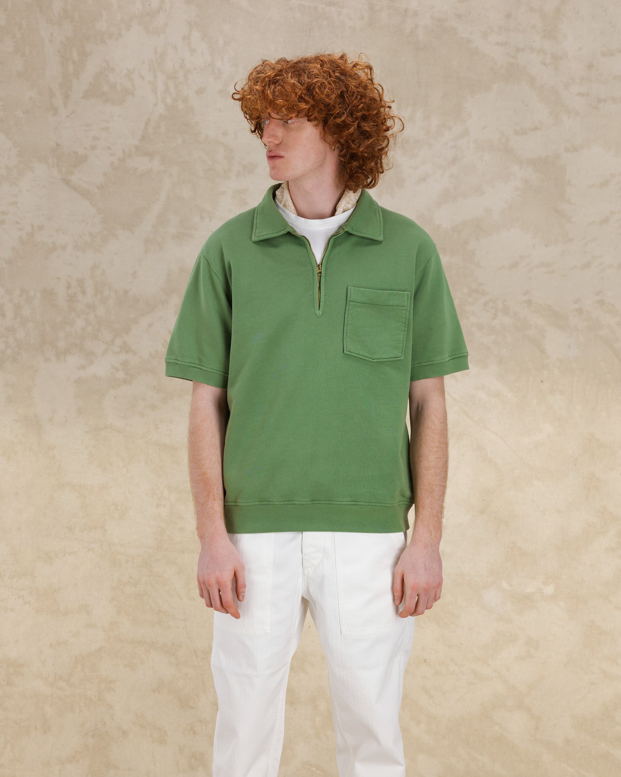 Yalepm Polo In Jersey Garzato Con Zip a Maniche Corte