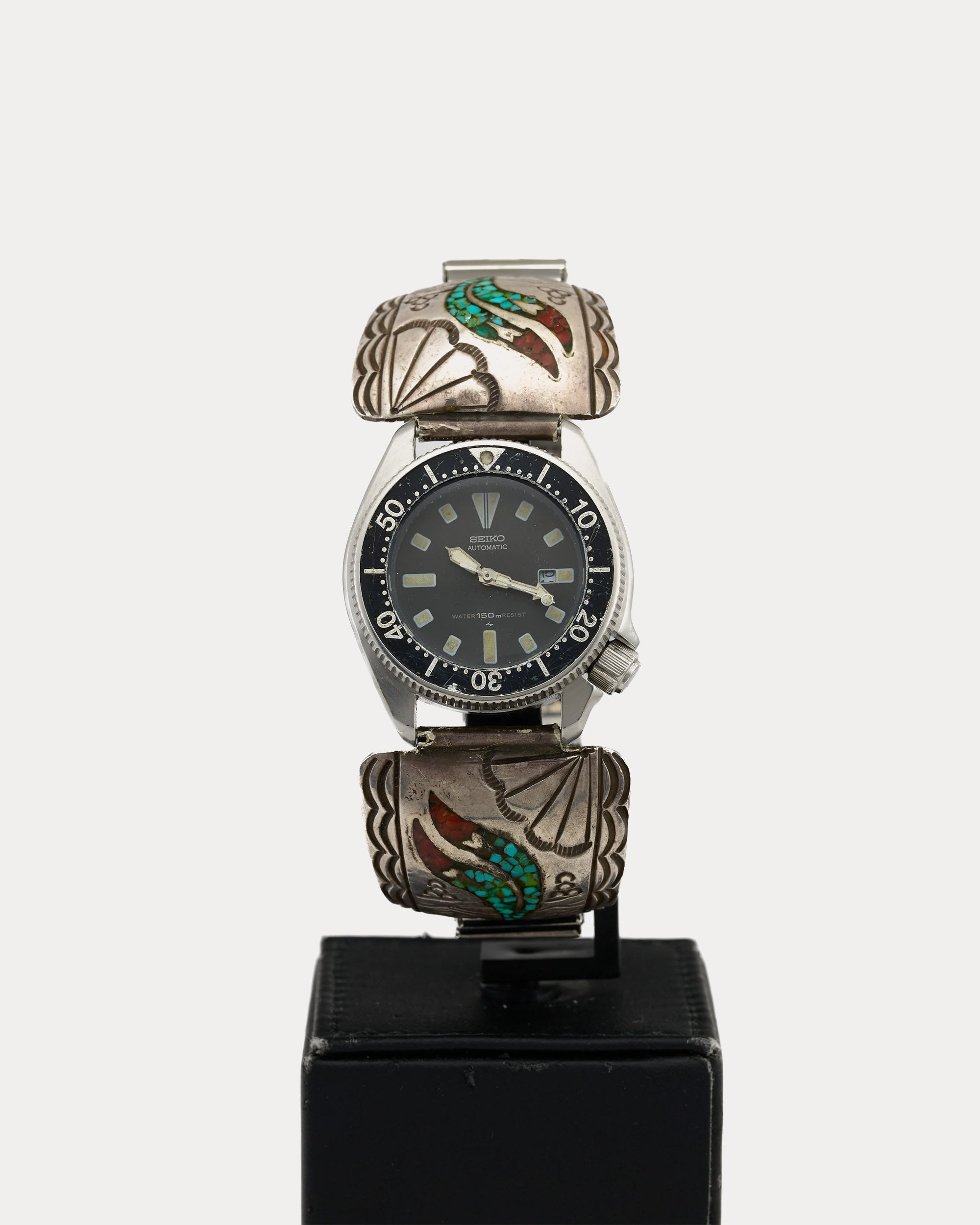 Seiko Baby Br8 Navajo Watchband Black Dial