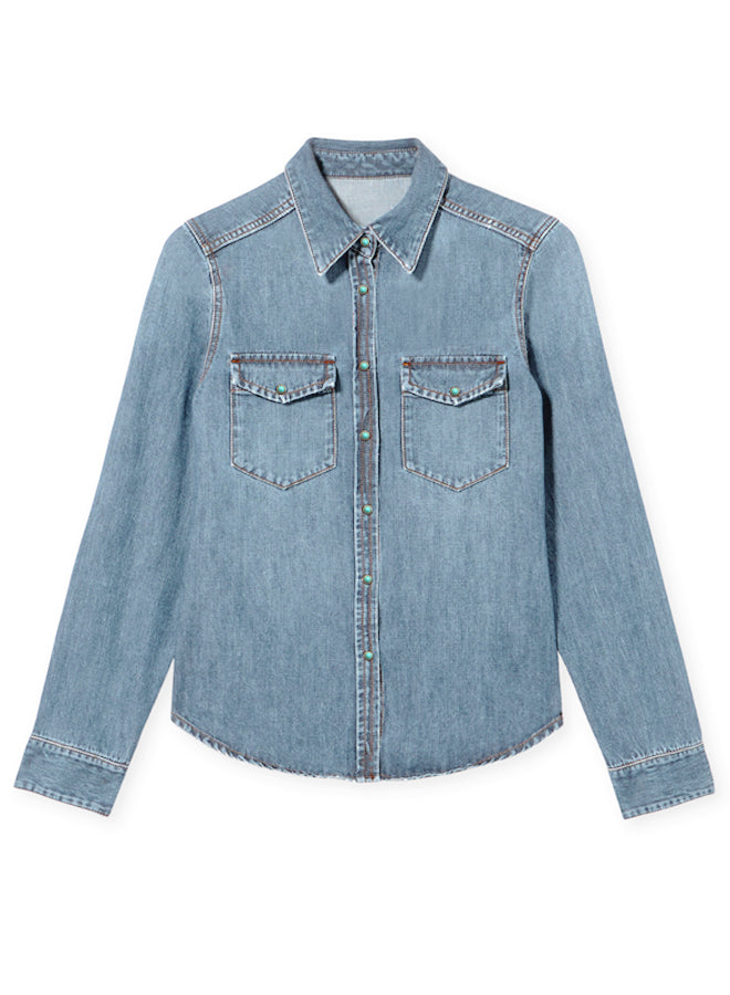 Brigitte Camicia in Denim Slim Fit Bleach Wash