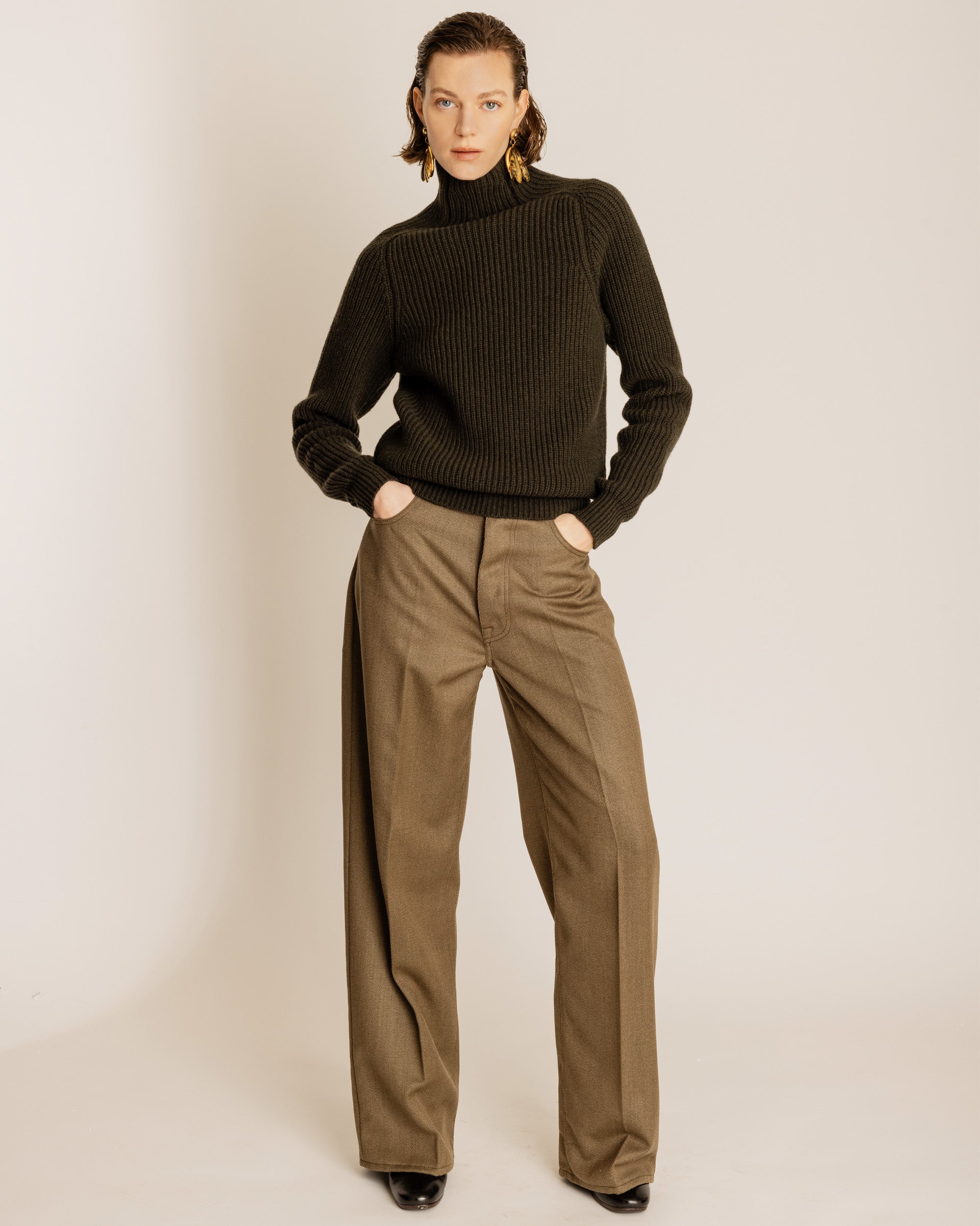 Jaron Pantaloni Gamba Ampia In Lana