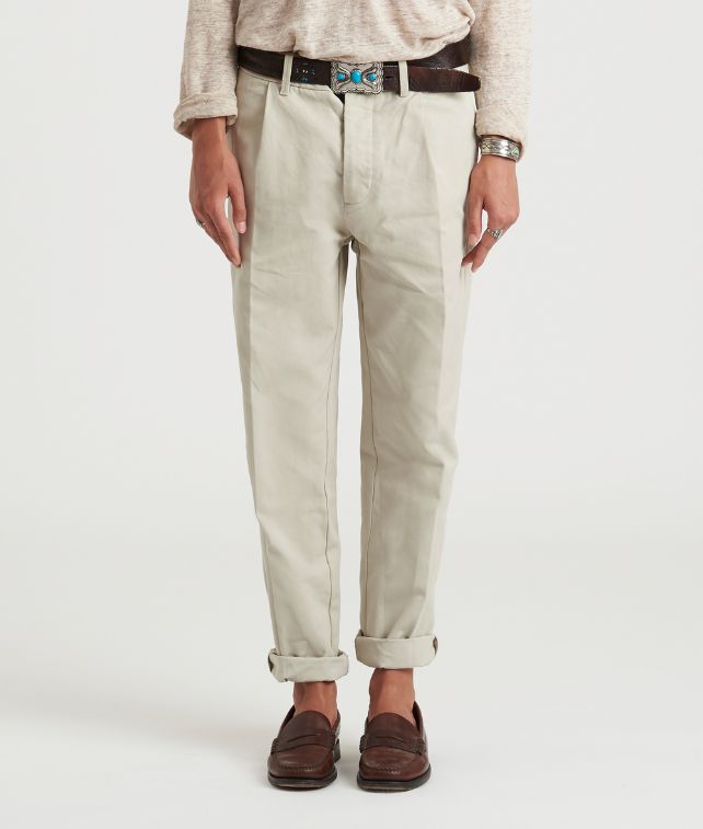 Janet Pantaloni Con Pences In Cotone