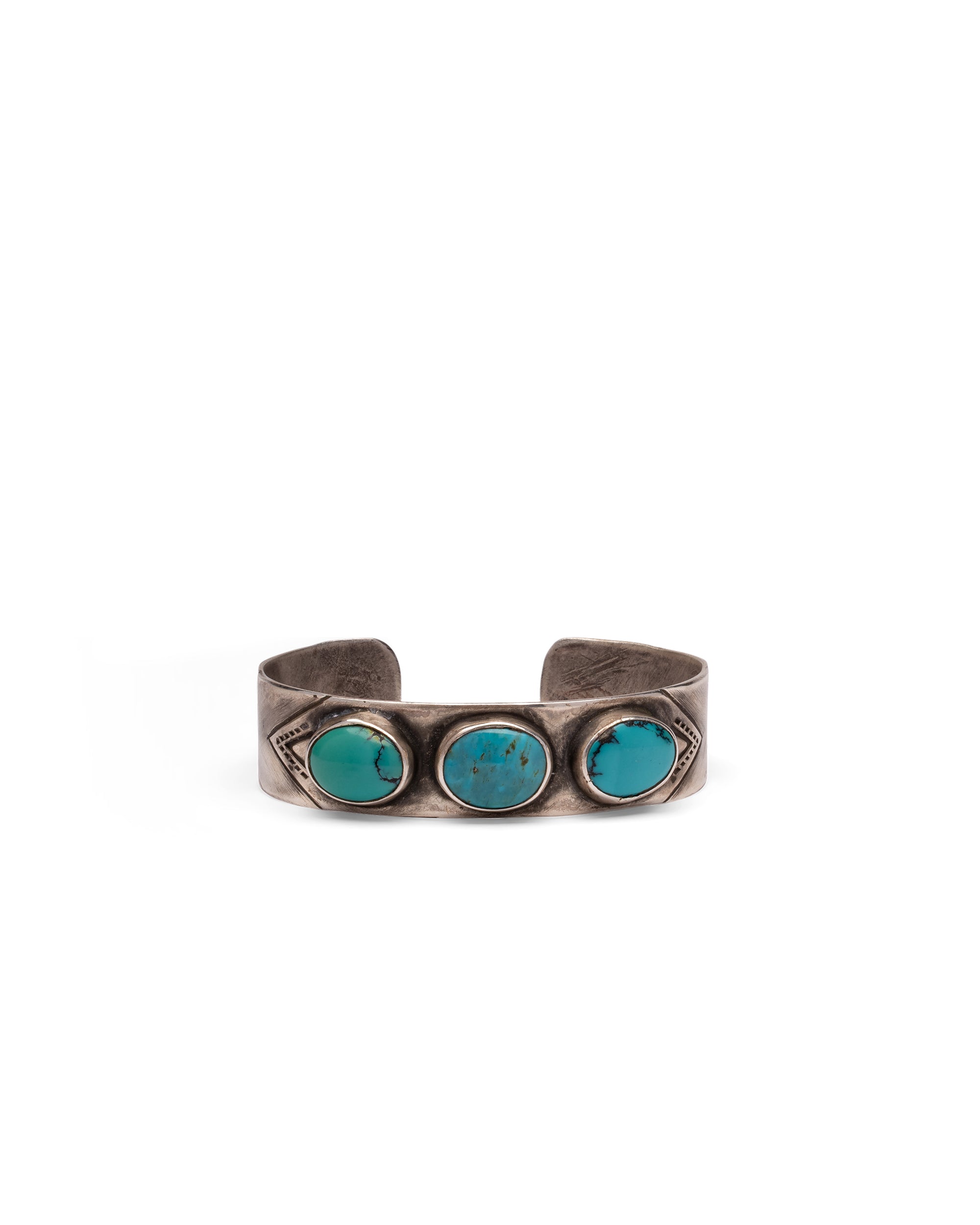 Silver bracelet with three Oval Turquoise Stones