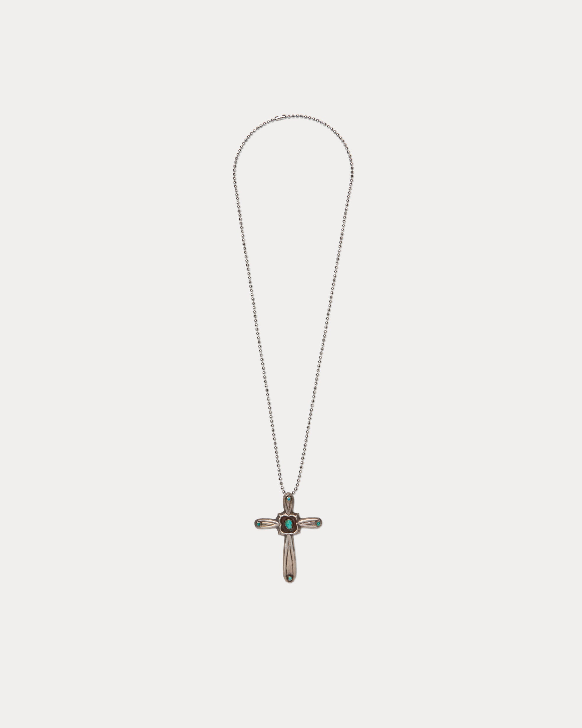 Collana in Argento con Croce e Pietra Turchese Centrale