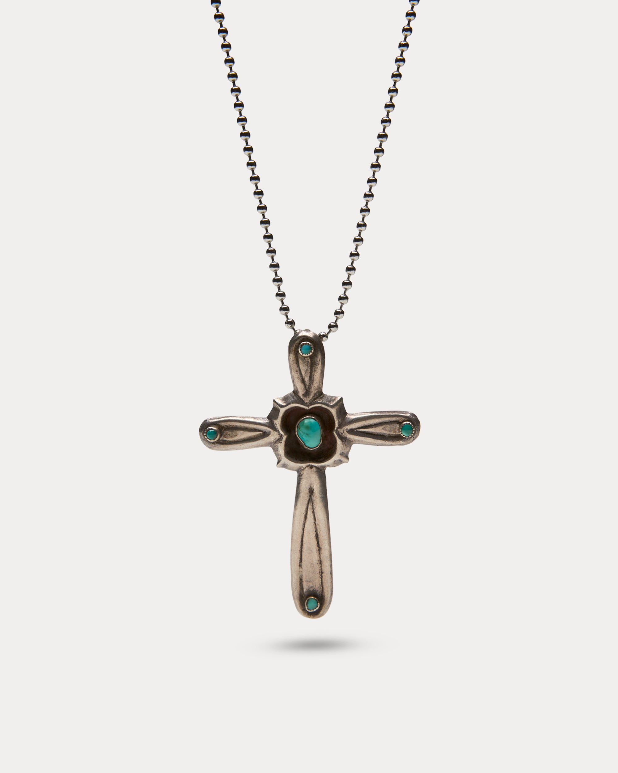 Collana in Argento con Croce e Pietra Turchese Centrale