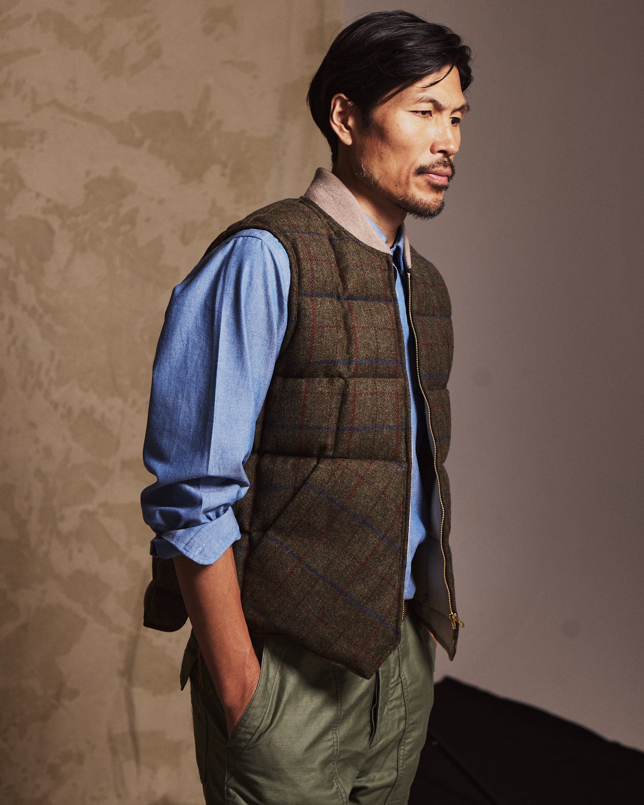 Vest Gilet Smanicato In Lana A Quadri