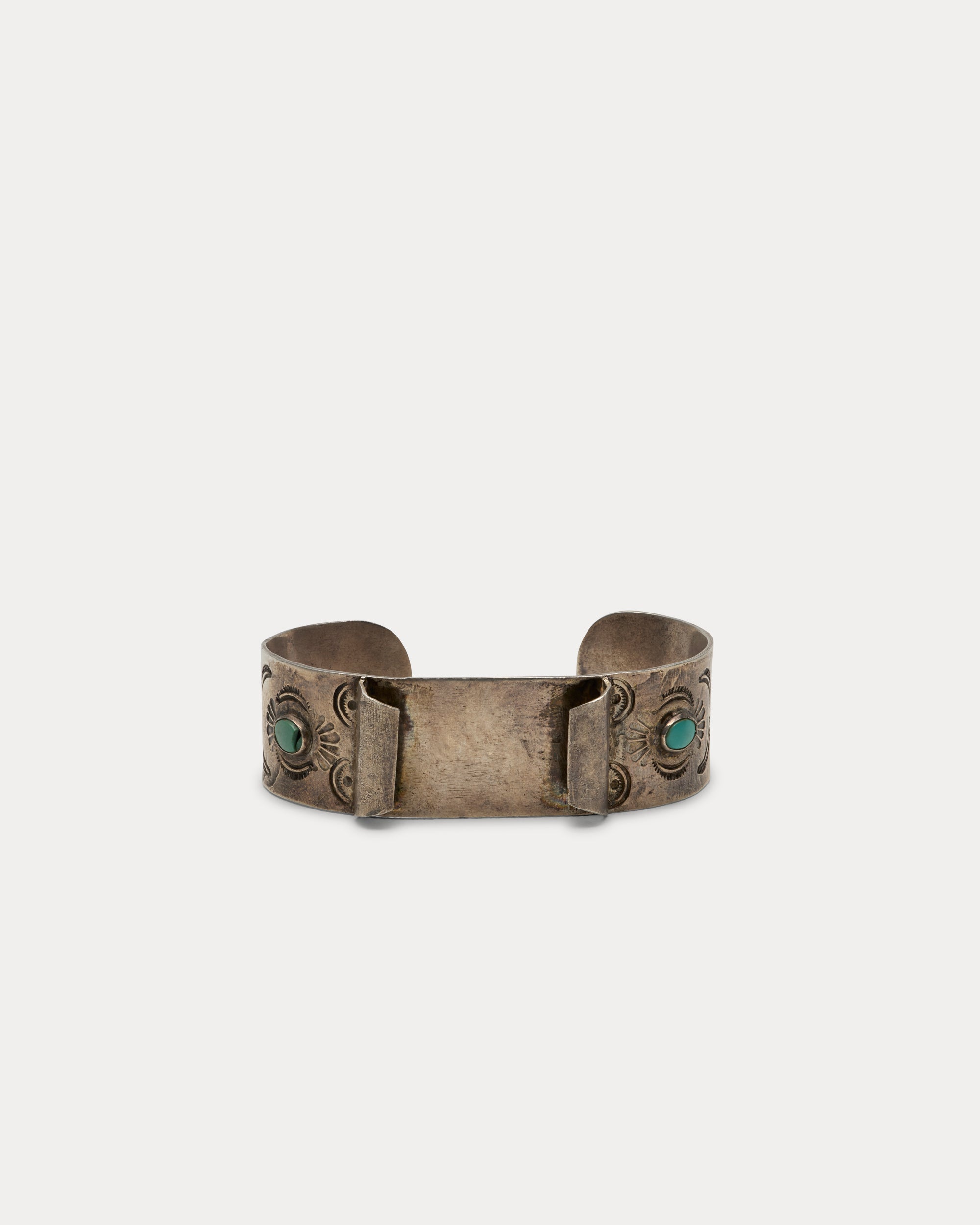 Bracciale Porta-Orologio in Argento con Motivi Floreali e Turchesi