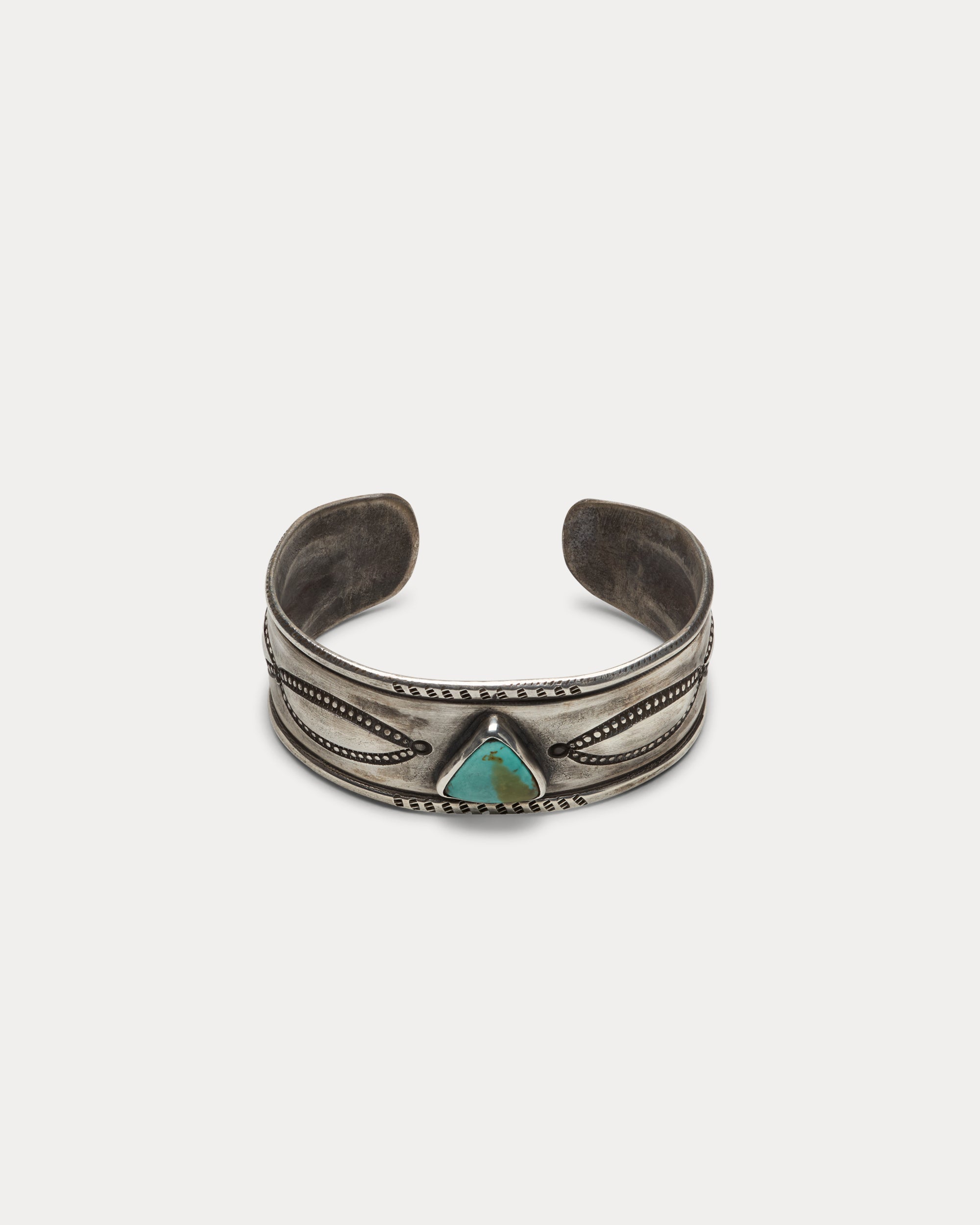 Bracciale in Argento con Turchese Triangolare Azzurro e Decori