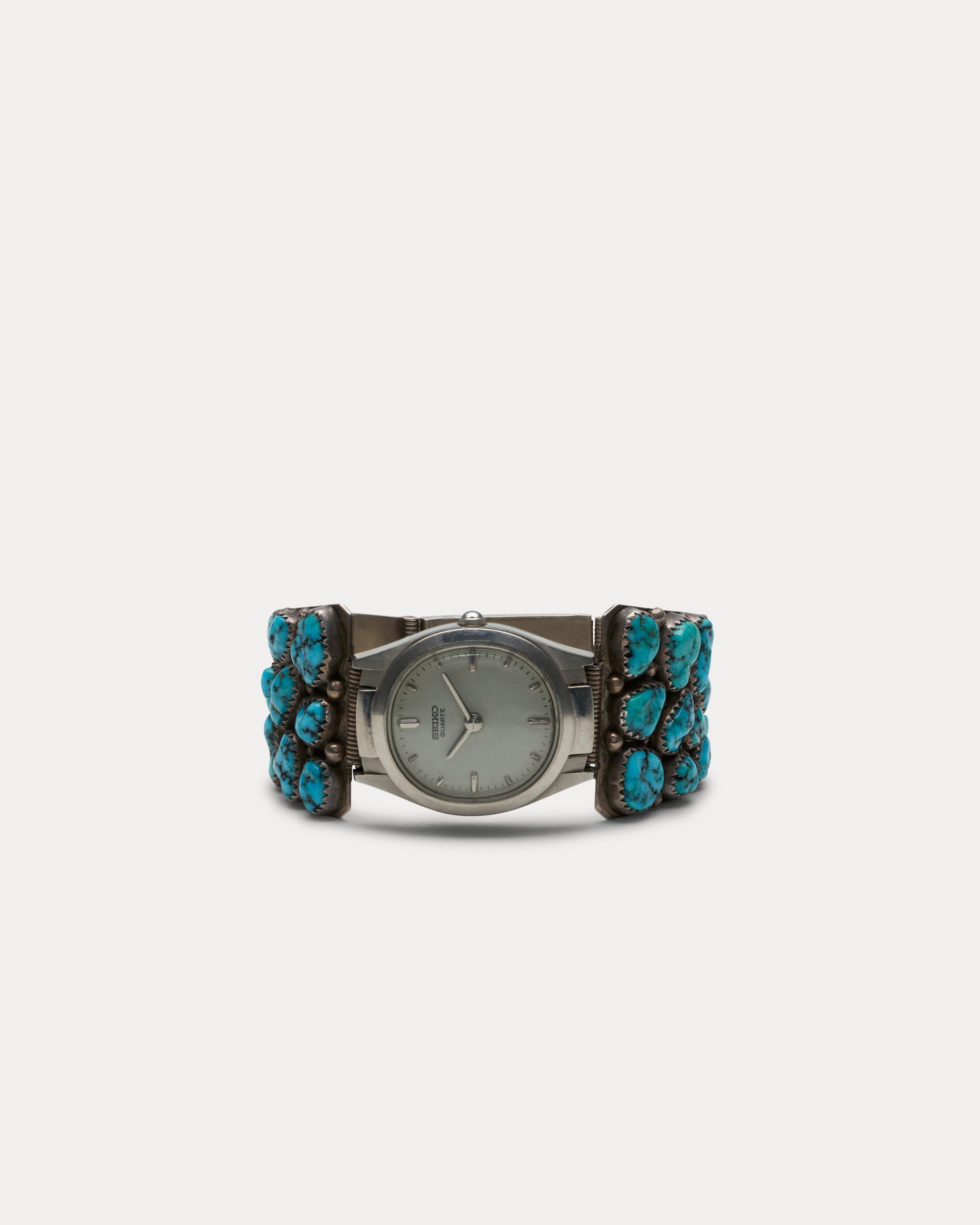 Orologio con Terminali in Argento e Pietre Turchesi Cabochon