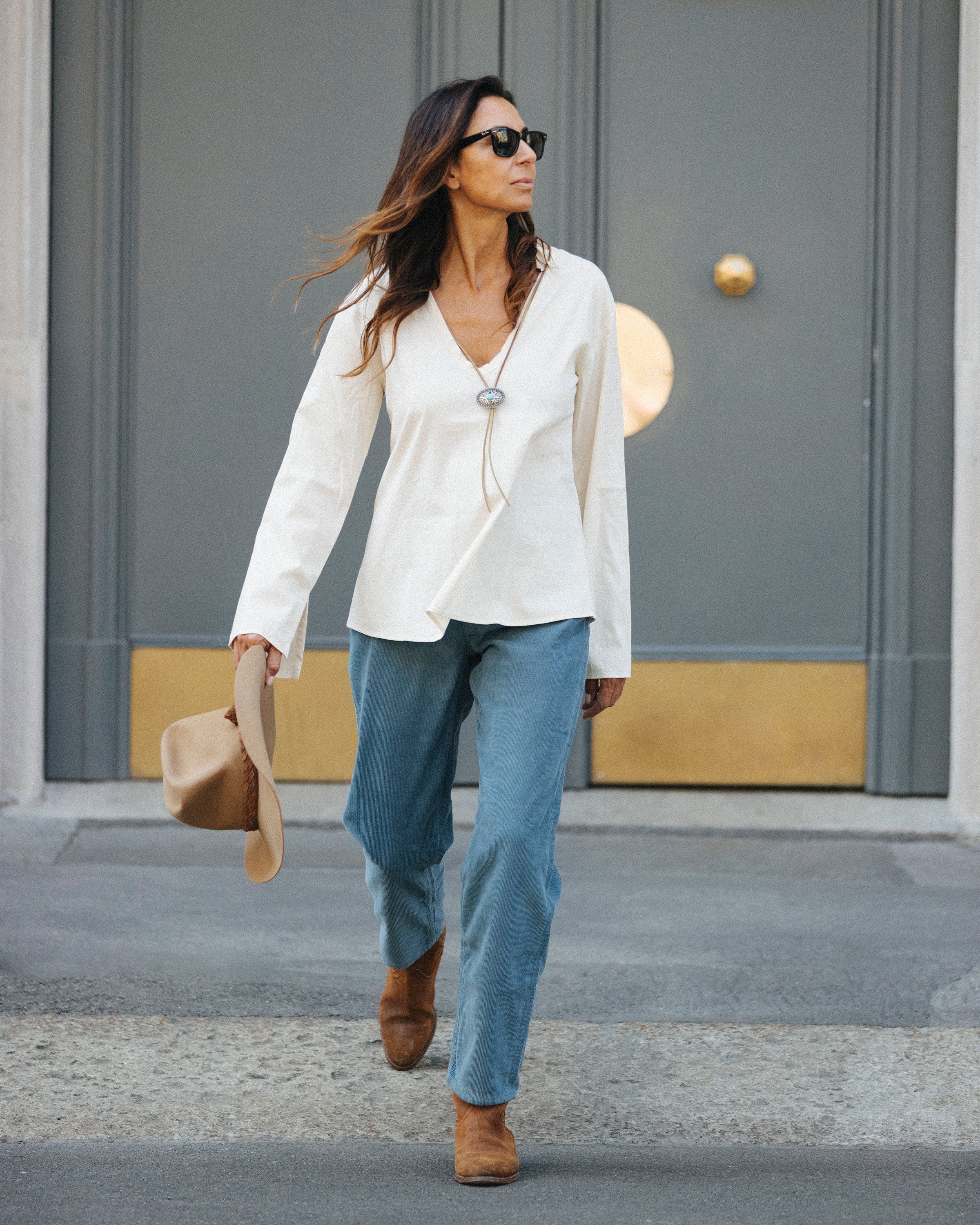 Gisele Blusa In Canvas di Cotone con Laccio