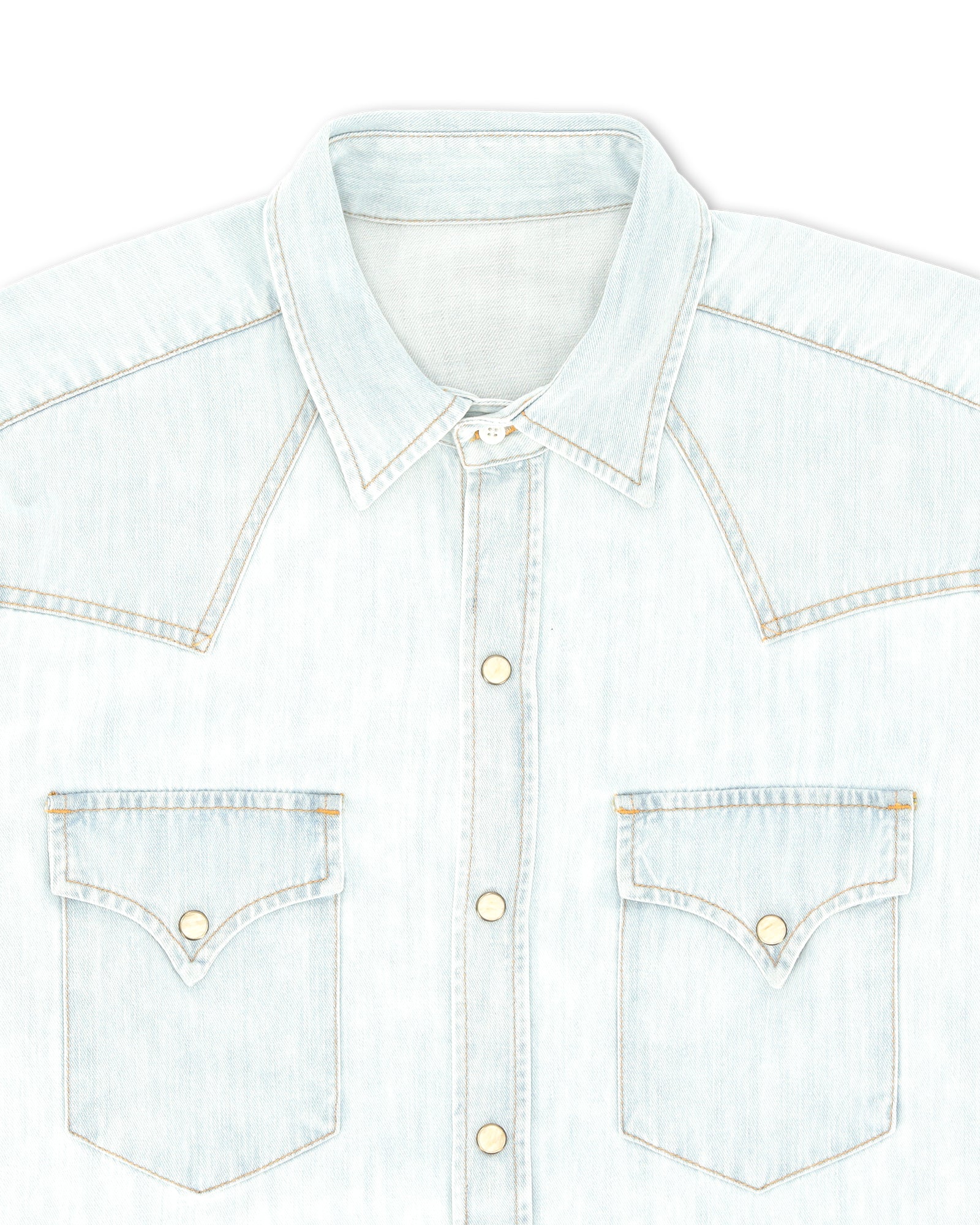 Ntex Camicia Texana In Denim Bleach Wash