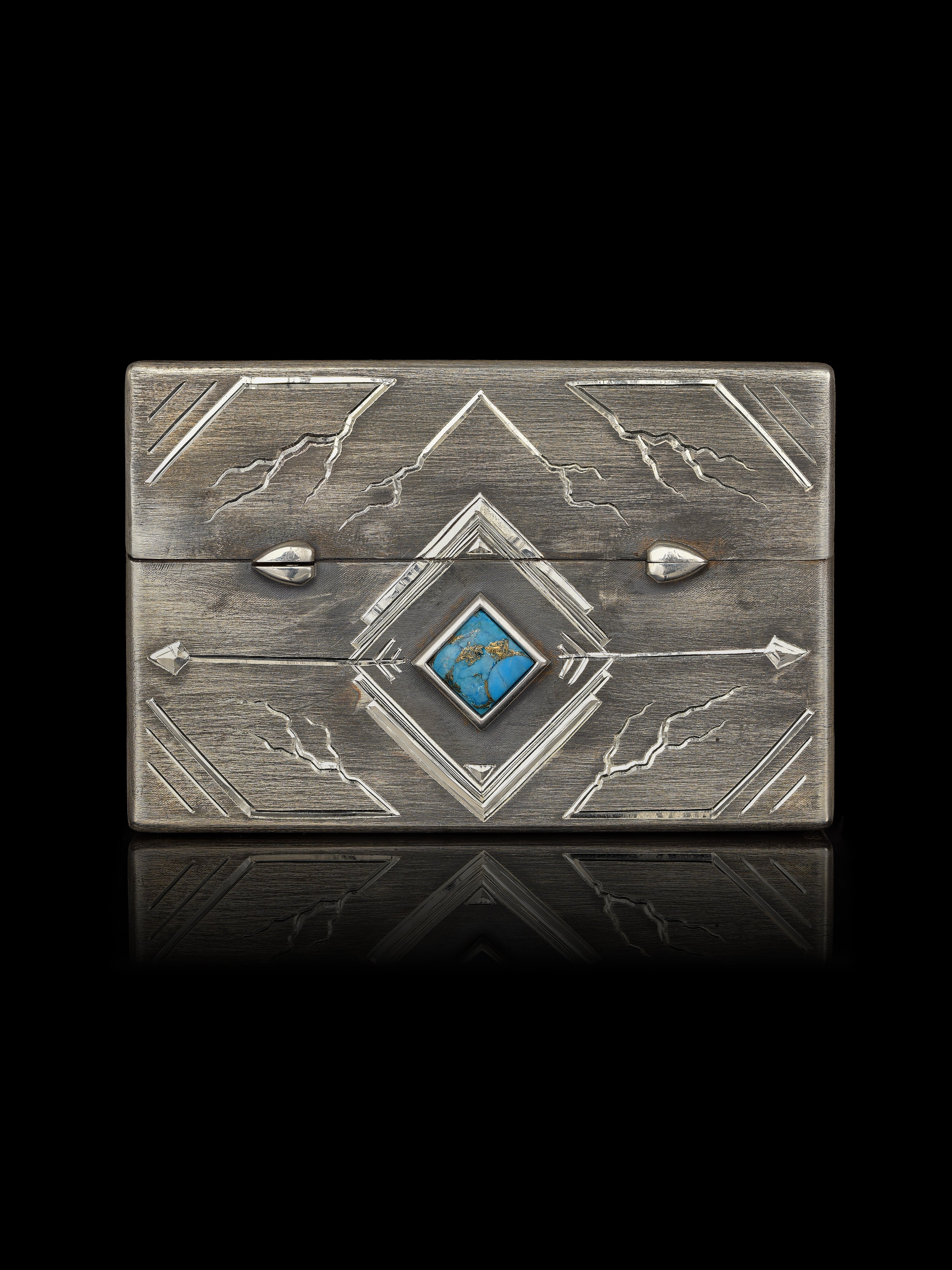 Terea Silver Fairmined 925 Case with Arizona Turquoises