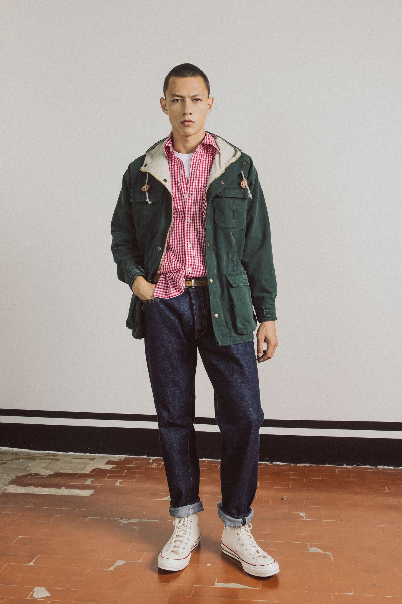 911 Superjohn Japan Denim Cimosato 5 Tasche a Vita Alta Indigo Rinse