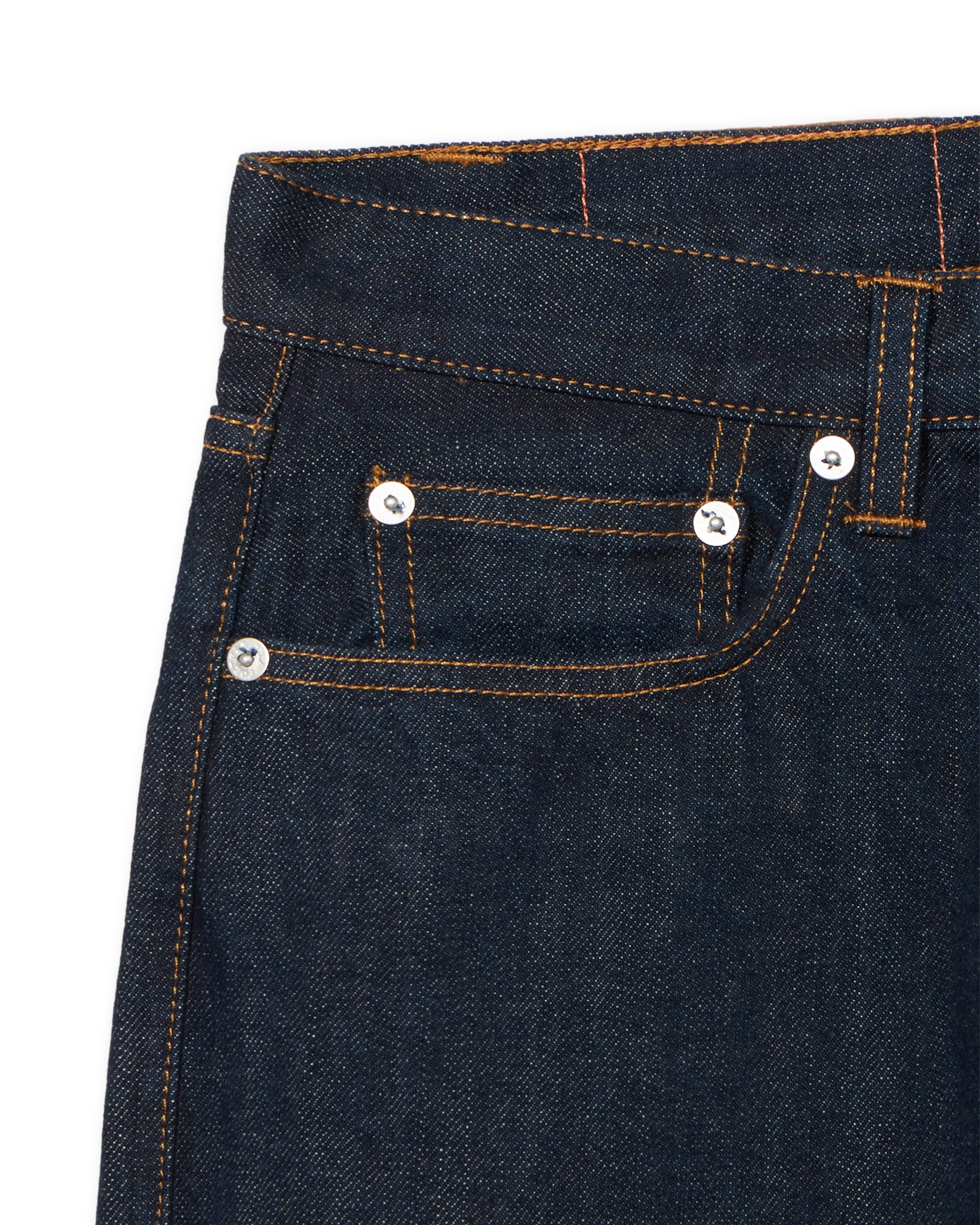 911 Superjohn Japan Denim Cimosato 5 Tasche a Vita Alta Indigo Rinse