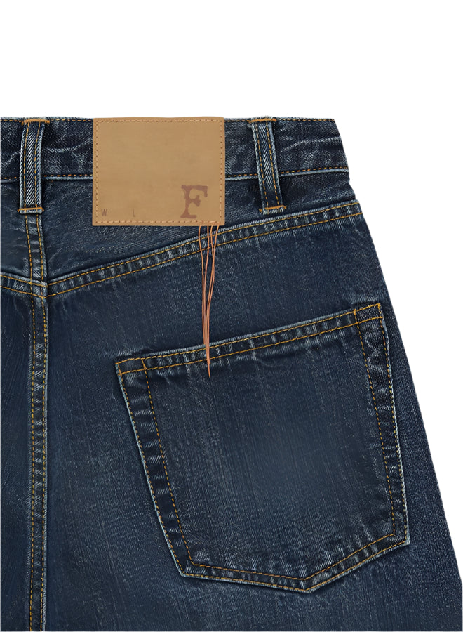 911 Superjohn Japan Denim Cimosato 5 Tasche a Vita Alta Stone Wash