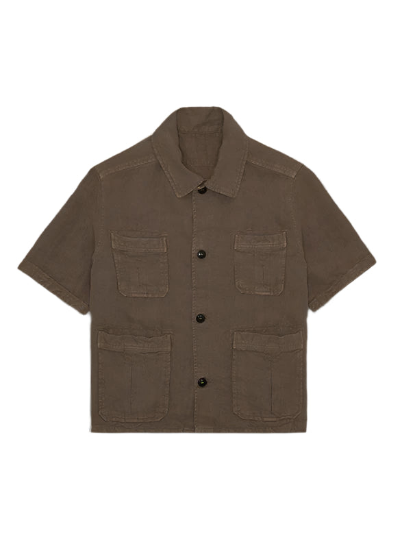 Bohem Camicia Safari Manica Corta In Lino