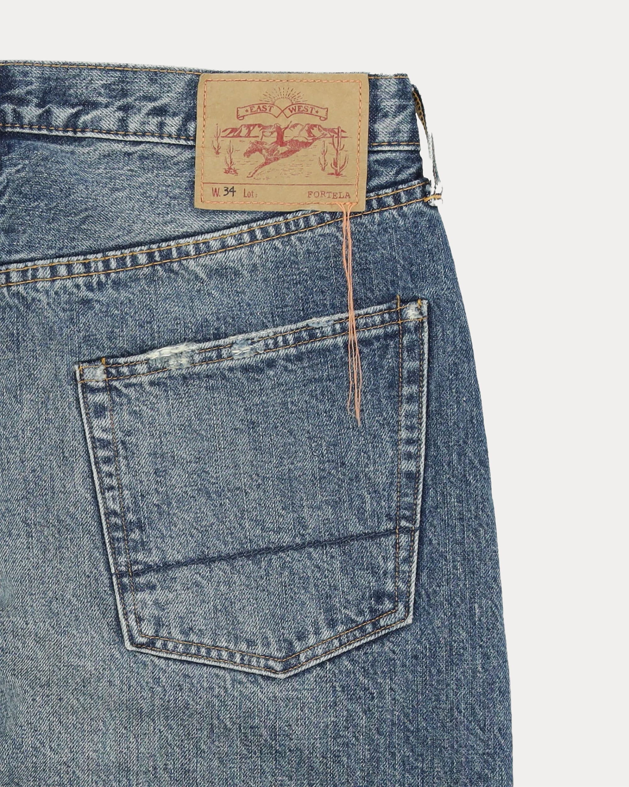 992 Johnny Denim Cimosato 5 Tasche a Vita Alta Custom Wash - L29''