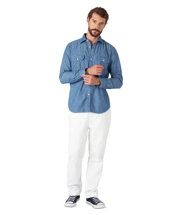 Amleto Camicia In Chambray Con Tasche A Toppa