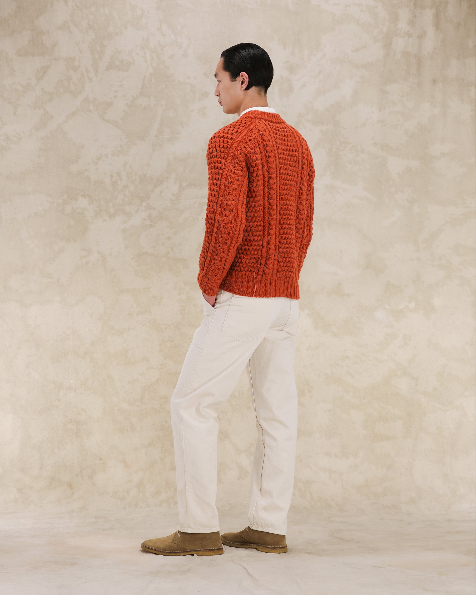 Aston Cable Knit Wool Crewneck Sweater 