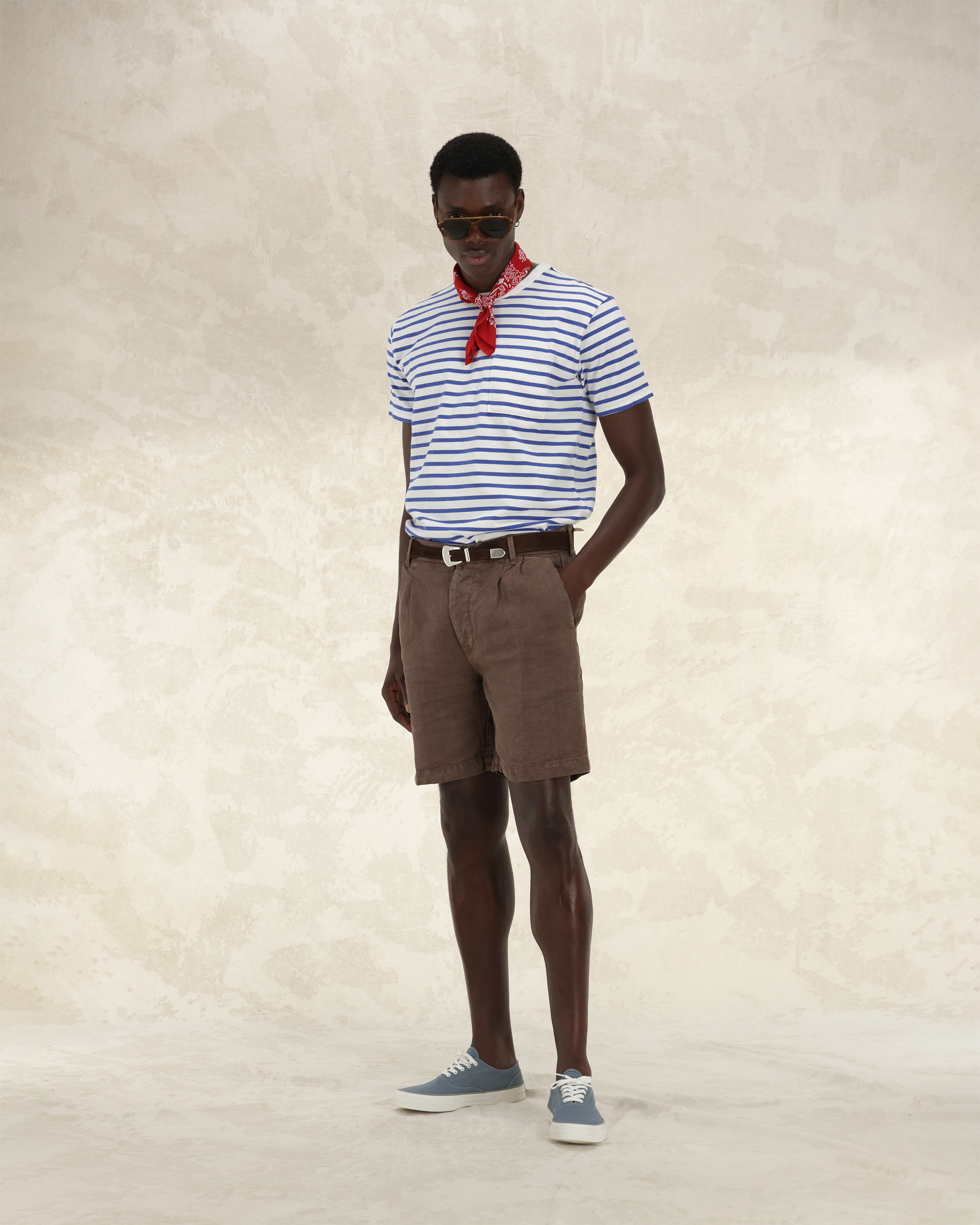 Beachshort Bermuda In Lino Con Pences