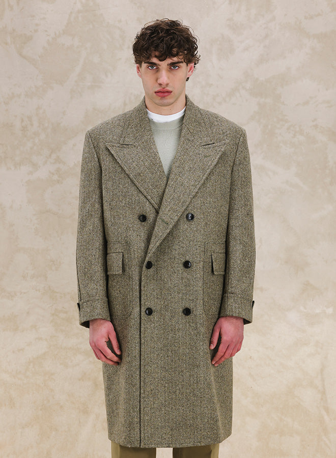 Bogart Cappotto Doppiopetto In Herringbone di Lana