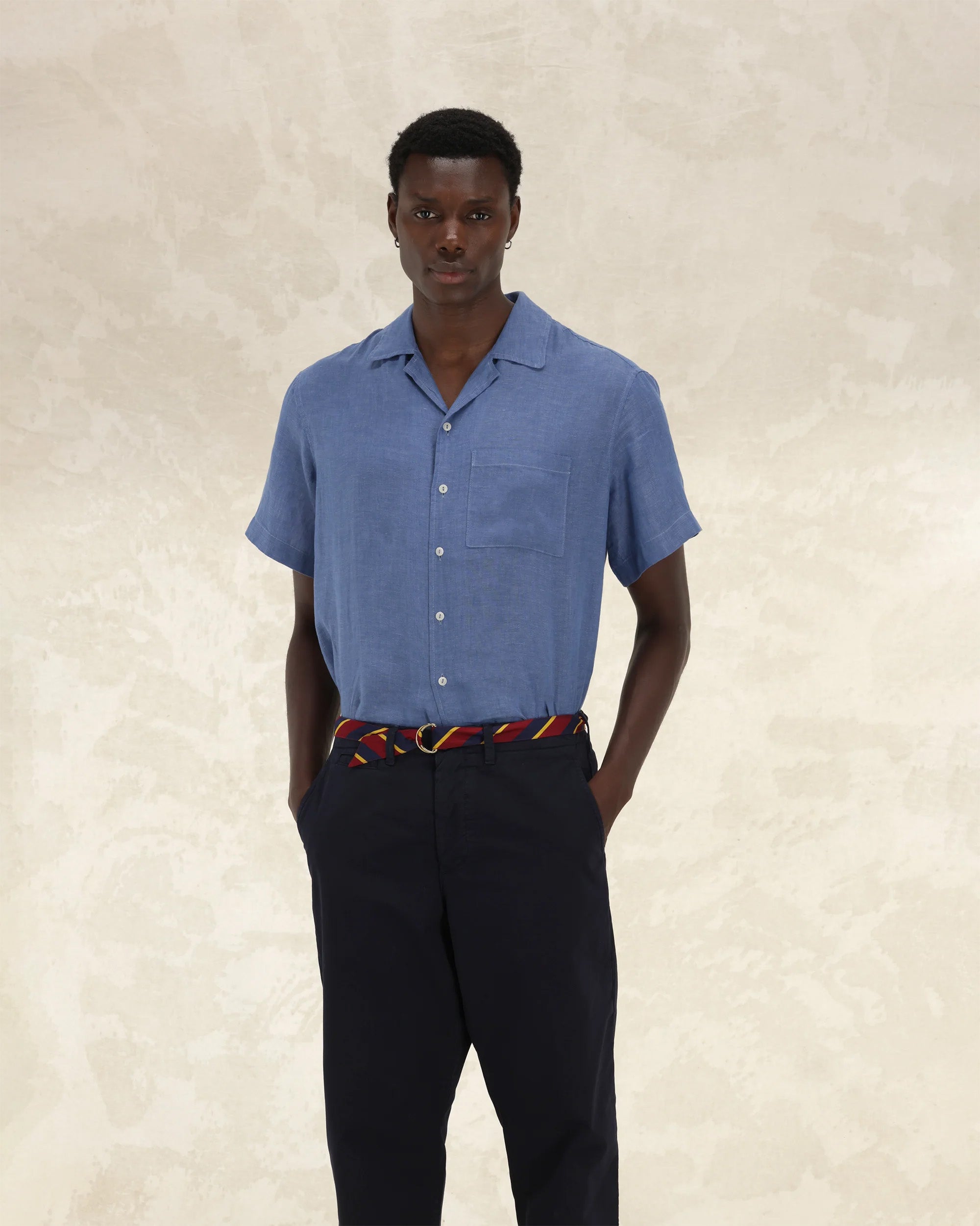 Bowling Camicia In Lino Manica Corta