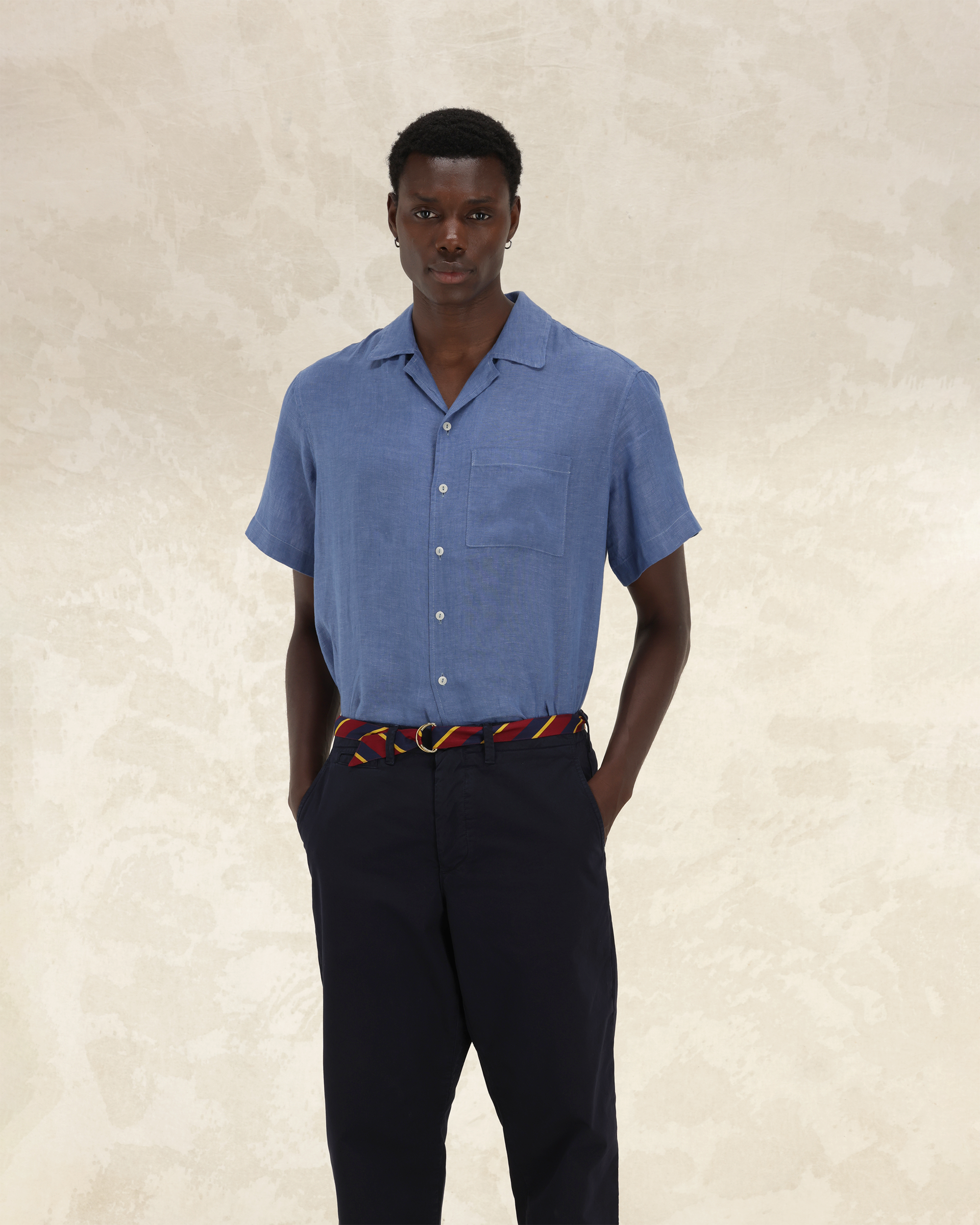 Bowling Camicia In Lino Manica Corta