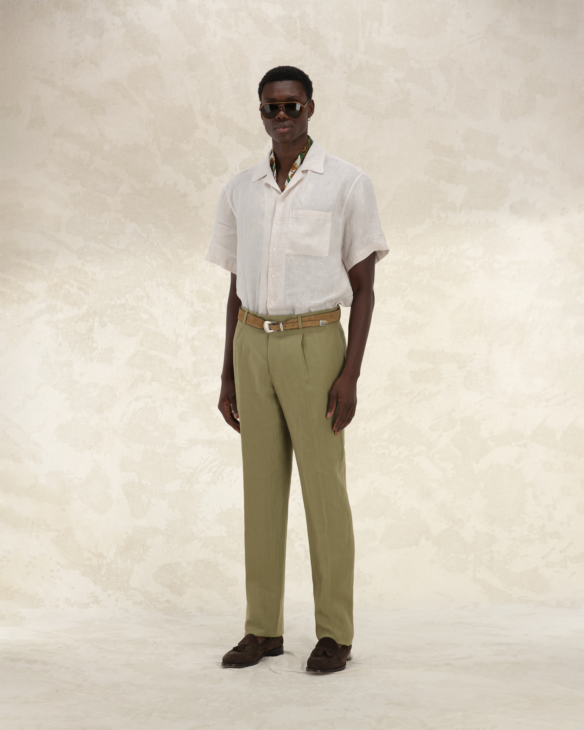 Bowling Camicia In Lino Manica Corta