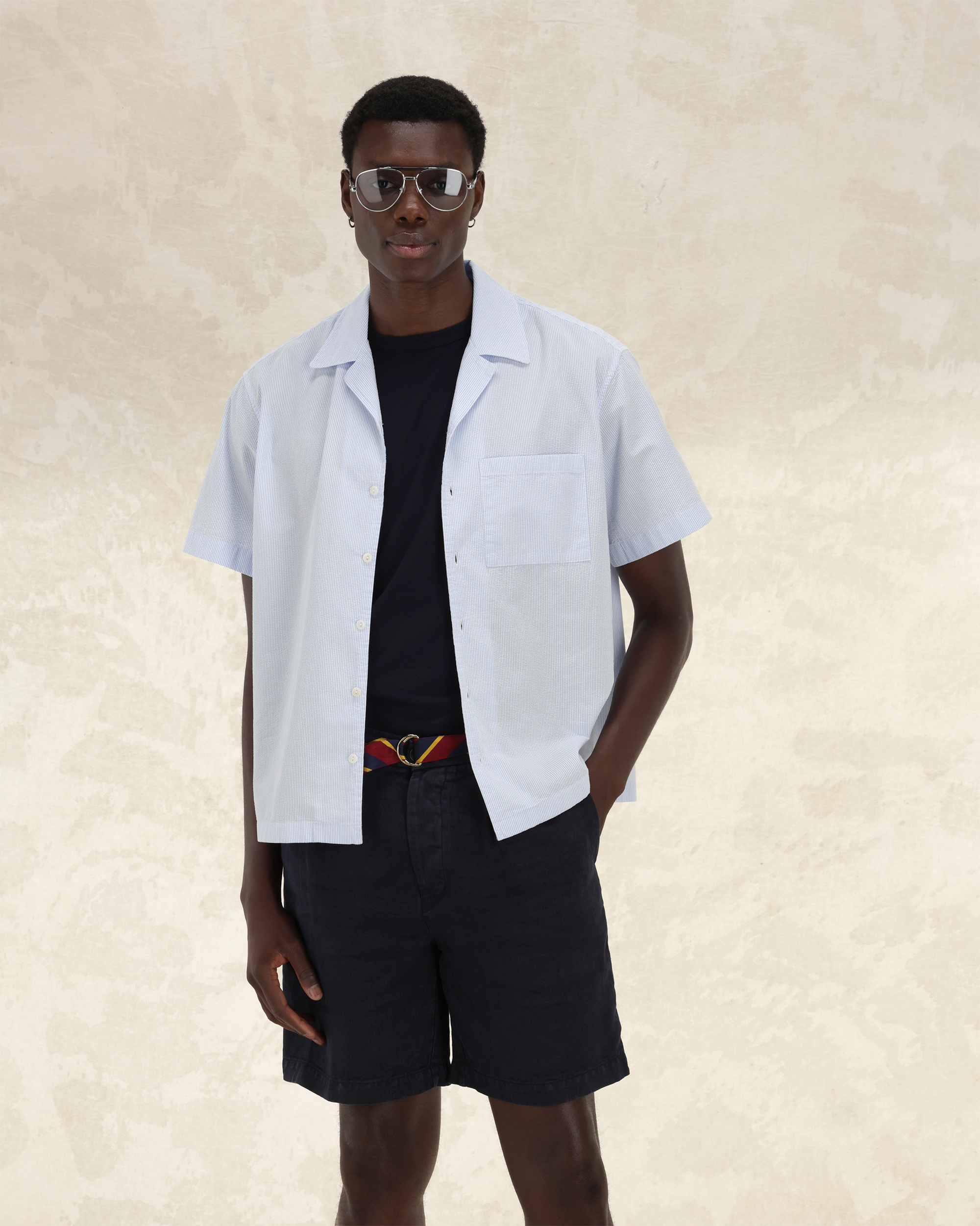 Bowling Camicia In Cotone Manica Corta