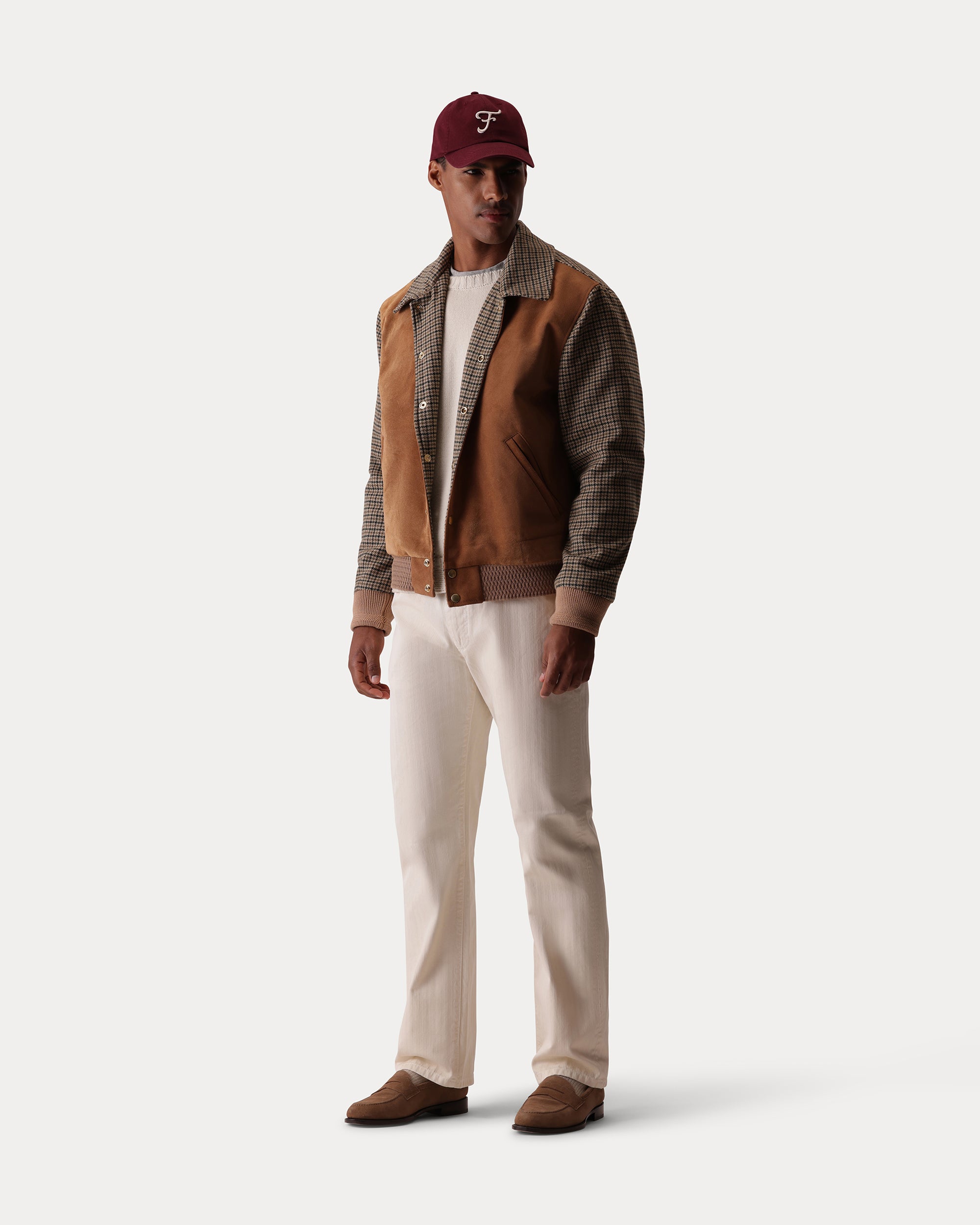 Cambridge Bomber in Merino Wool and Leather